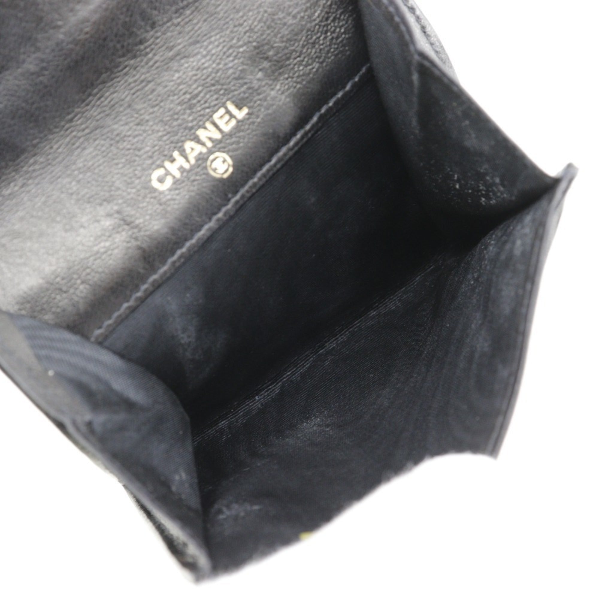 Chanel Black Leather Coin Purse/Coin Case (Pre-Owned)