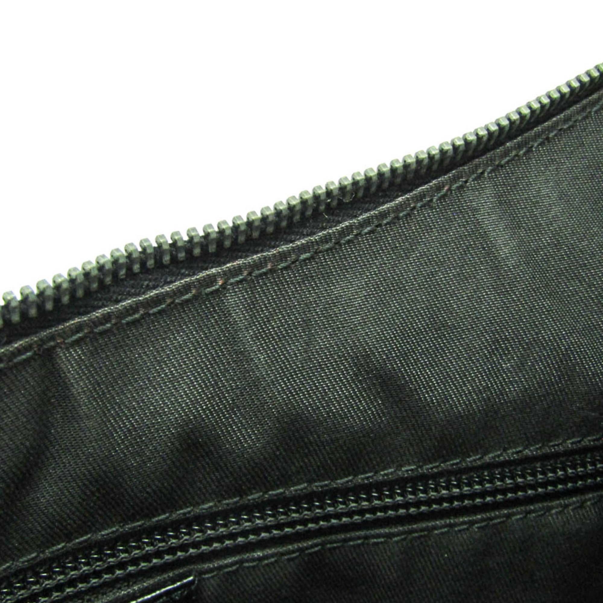 Gucci Gg Canvas Black Gg Canvas Leather Shoulder Bag (Pre-Owned)