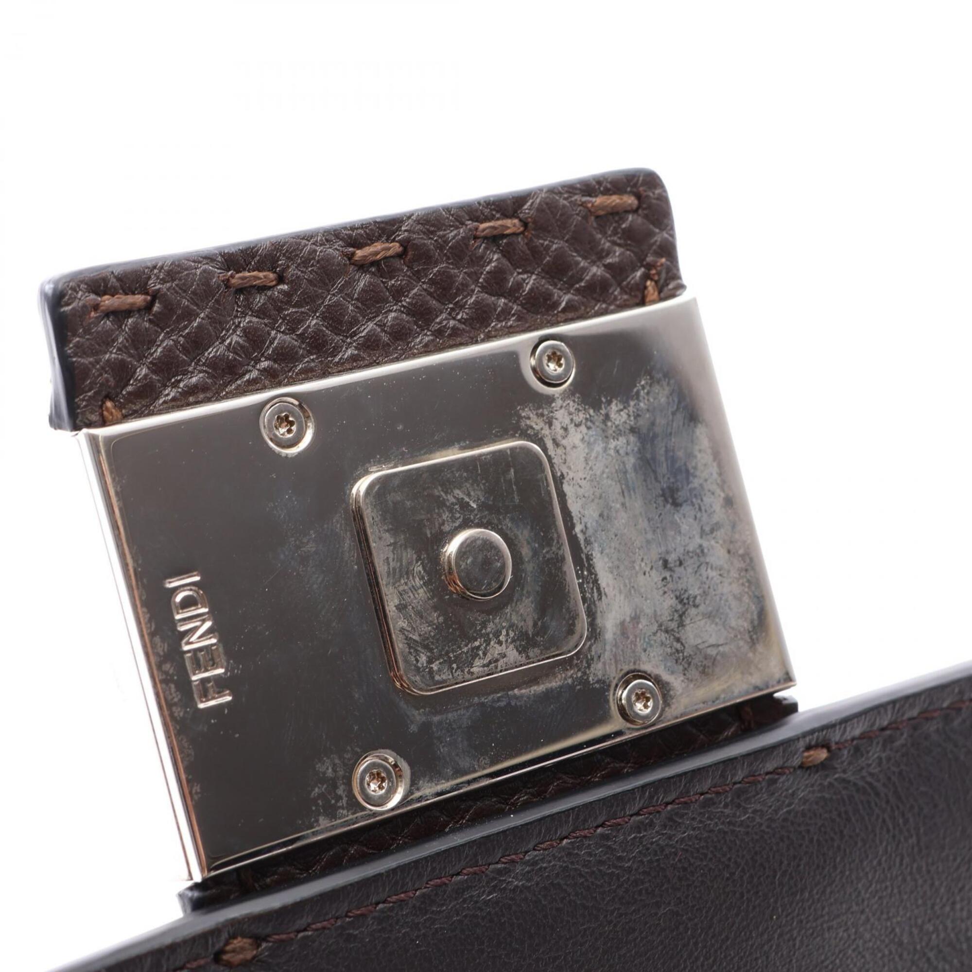 Fendi Brown Leather Handbag Shoulder Bag (Pre-Owned)