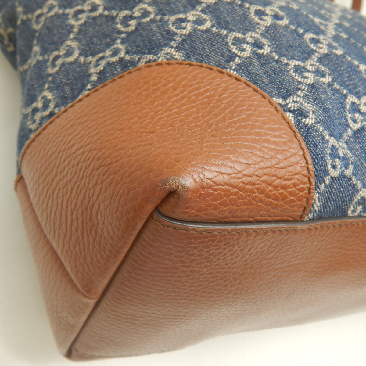 Gucci Ophidia Blue Brown Denim Leather Tote Bag (Pre-Owned)