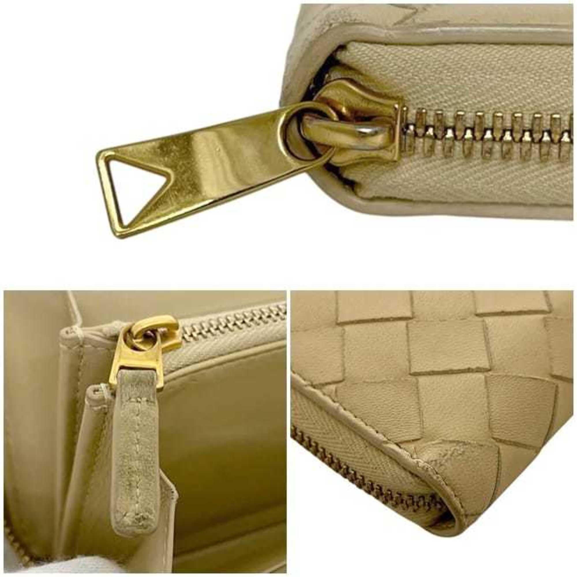 Bottega Veneta Beige Intrecciato Long Wallet (Bi-Fold) (Pre-Owned)