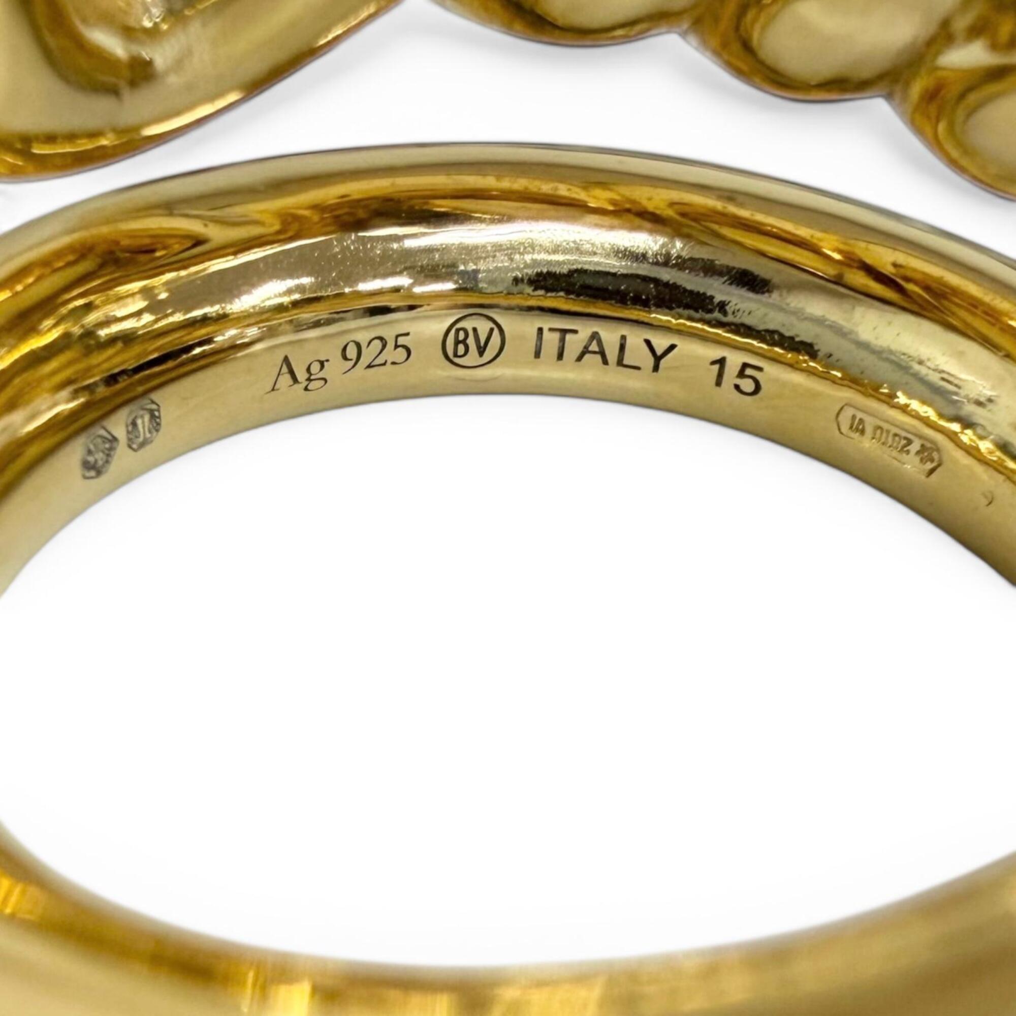 Bottega Veneta Gold Silver 925 Band Ring (Pre-Owned)