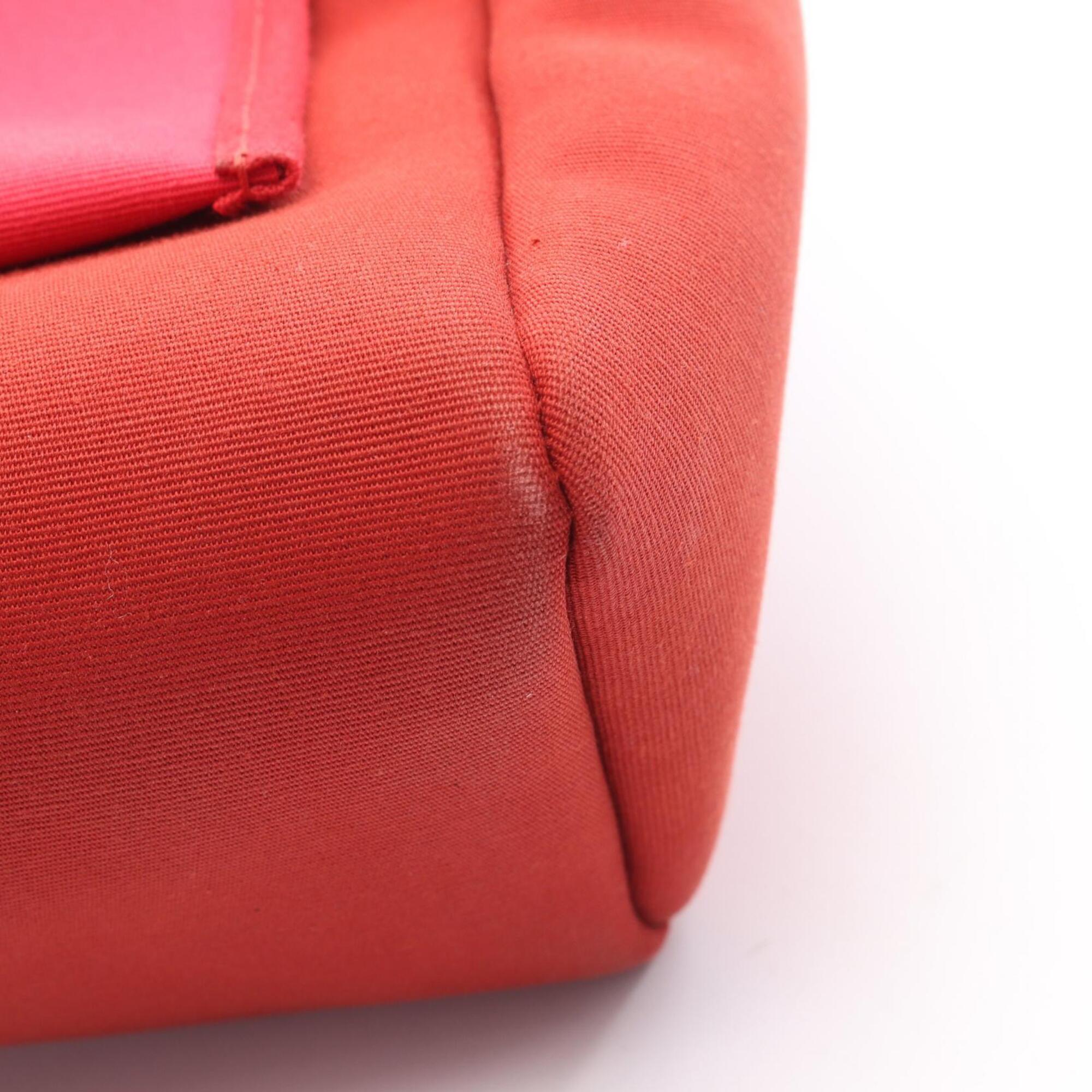 Hermes Bordeaux Pink Red Color Toile Officier Handbag (Pre-Owned)