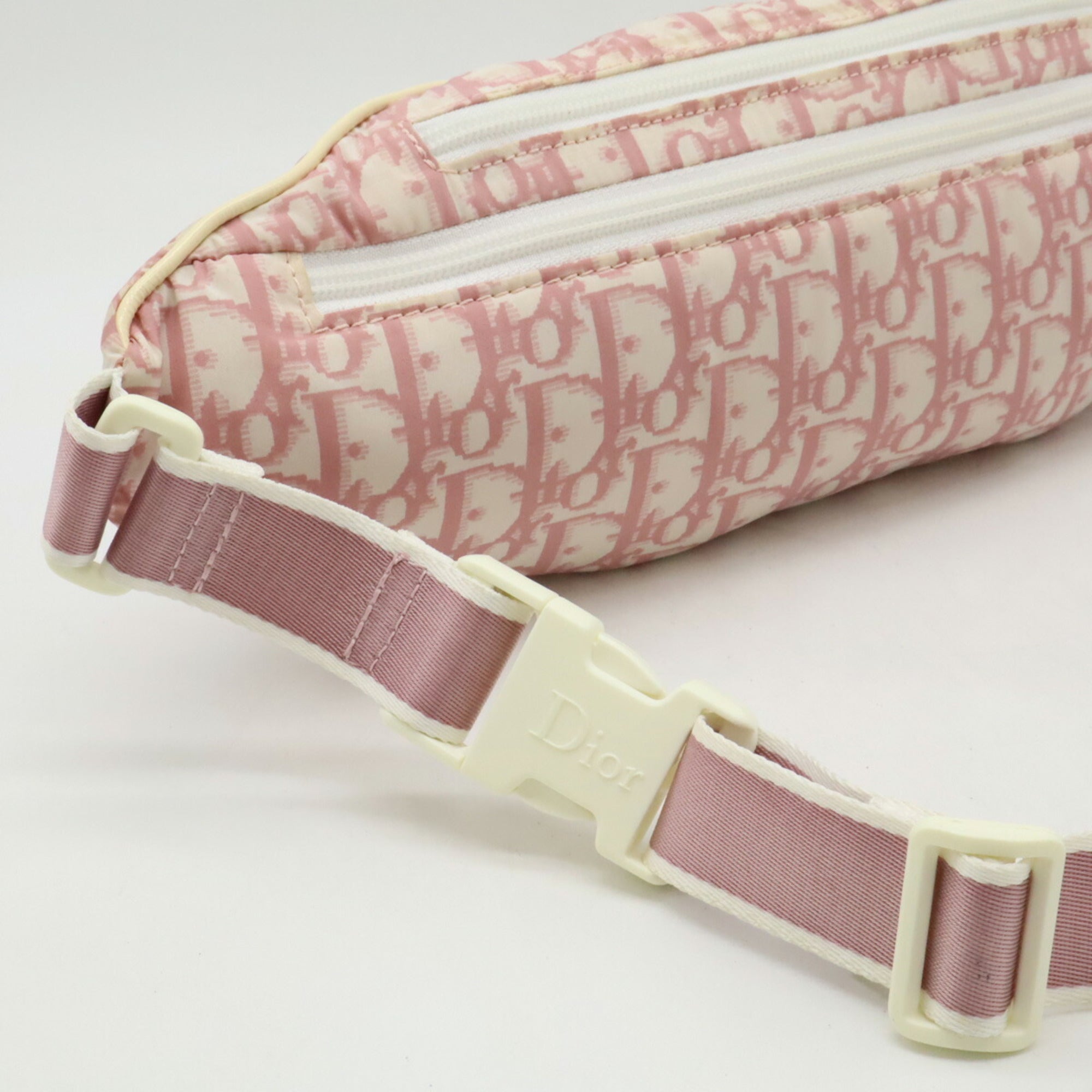 Christian Dior Pink White Nylon Patent Leather Fanny Pack Pouch (Pre-Owned)