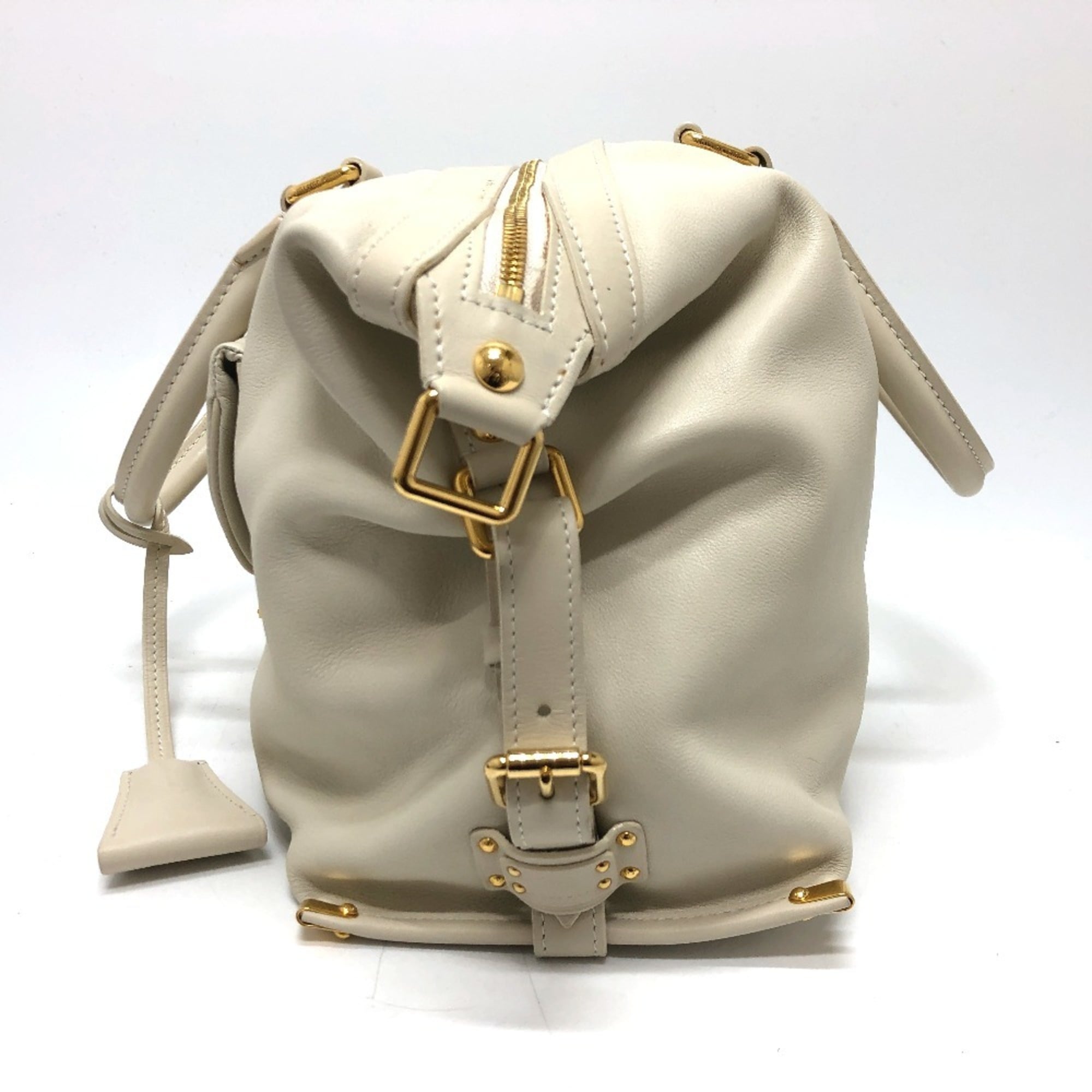 Louis Vuitton White Leather Boston Bag (Pre-Owned)