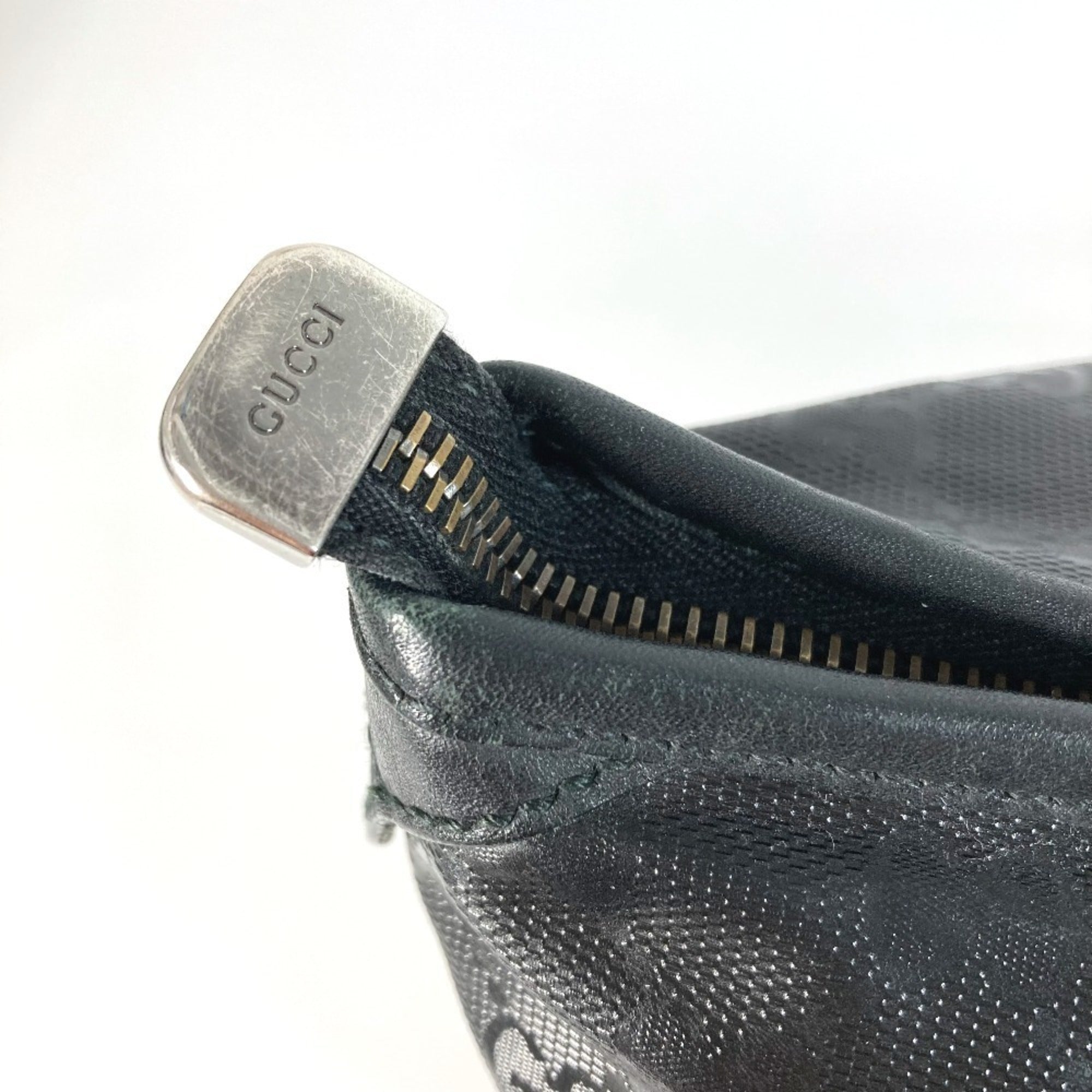 Gucci Gg Imprimé Black Leather Gg Imprimé Boston Bag Shoulder Bag Tote Bag (Pre-Owned)