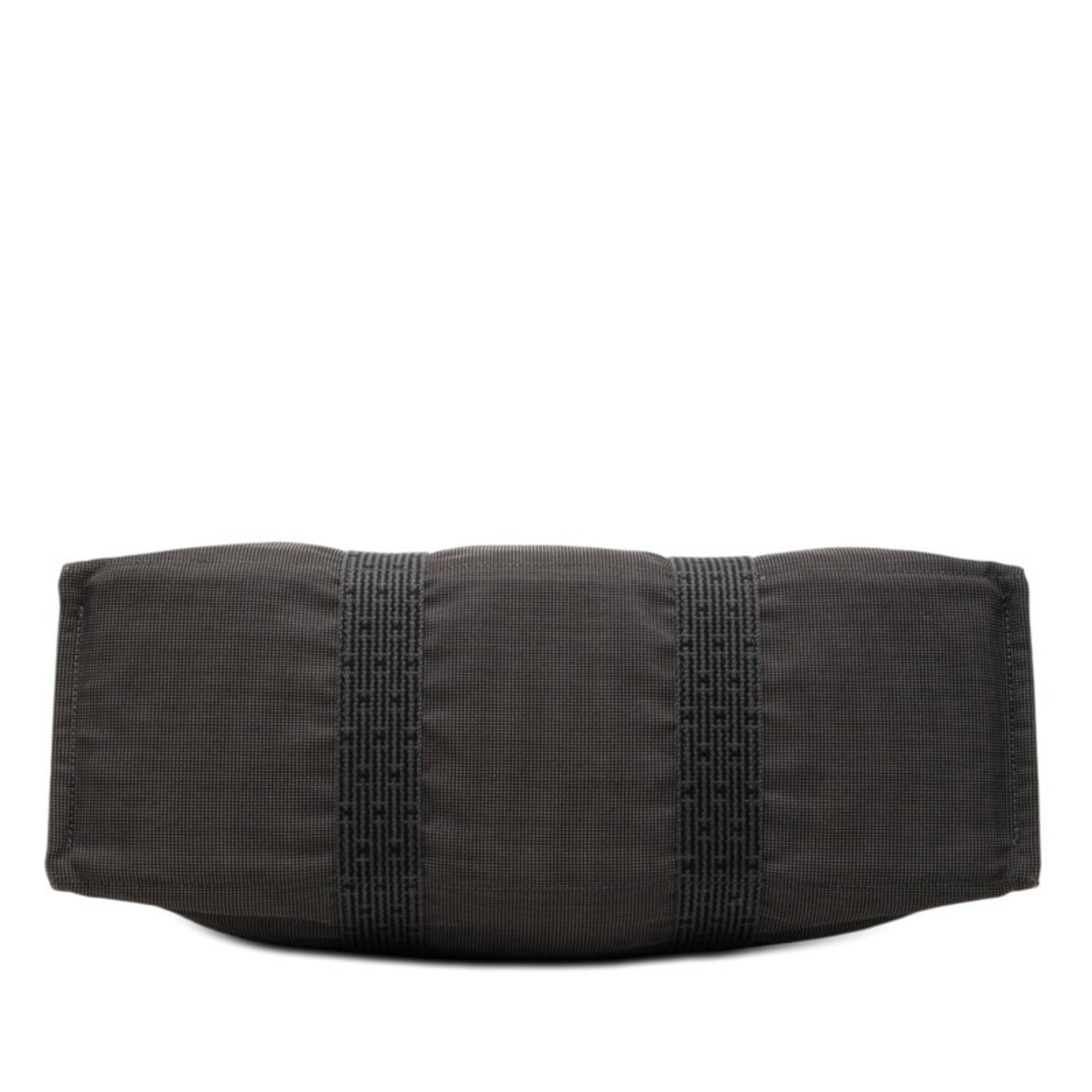 Hermes Her Line Black Gray Canvas Handbag Tote Bag (Pre-Owned)