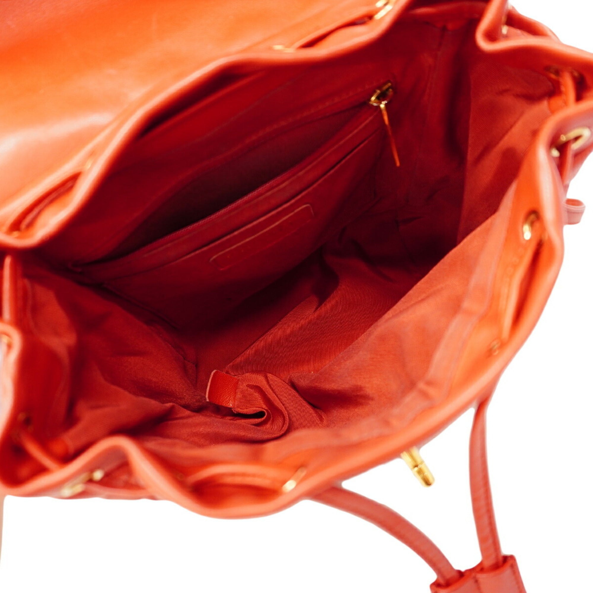 Chanel Red Color Leather Backpack (Pre-Owned)