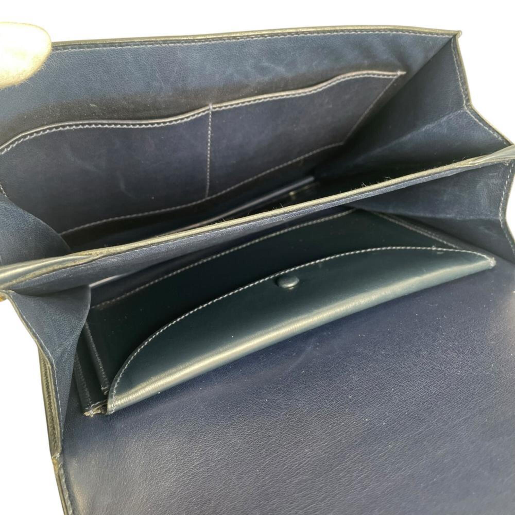 Hermes Blue Leather Shoulder Bag (Pre-Owned)