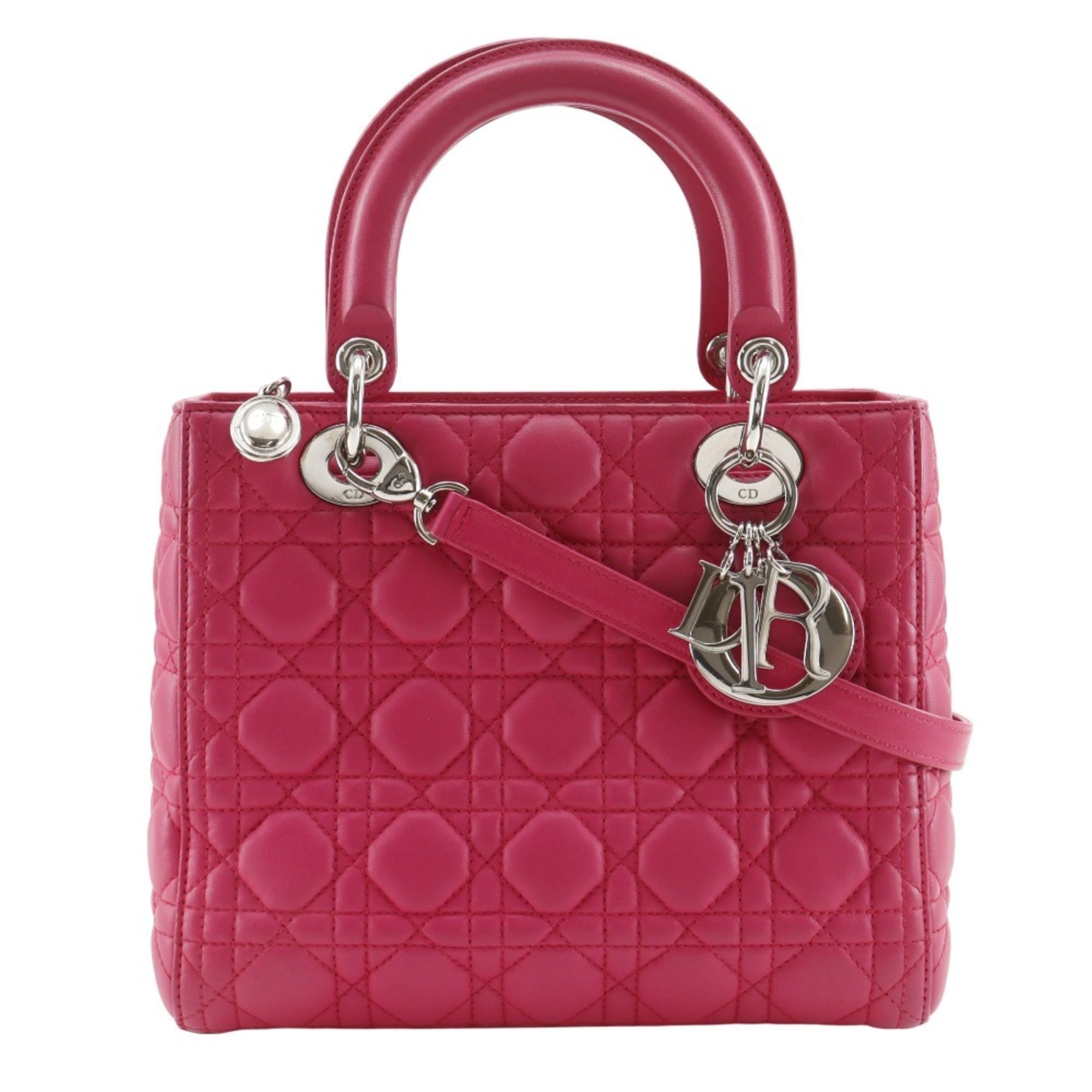 Christian Dior Lady Dior Pink Leather Handbag (Pre-Owned)
