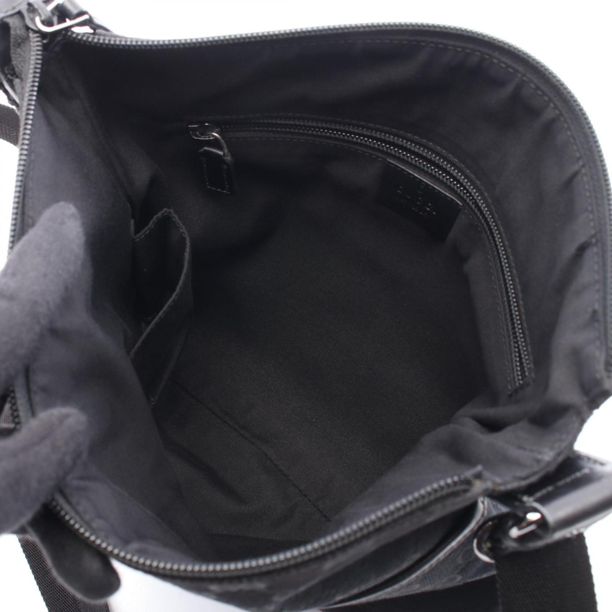Gucci Black Gg Canvas Leather Handbag Shoulder Bag (Pre-Owned)