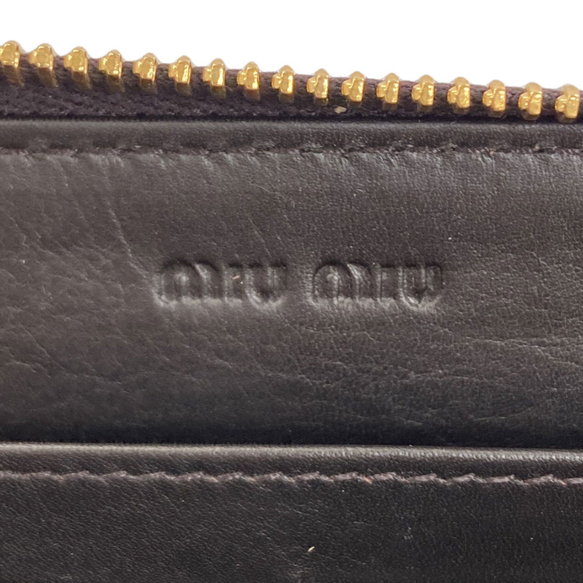 Miu Miu Black Leather Long Wallet (Bi-Fold) (Pre-Owned)