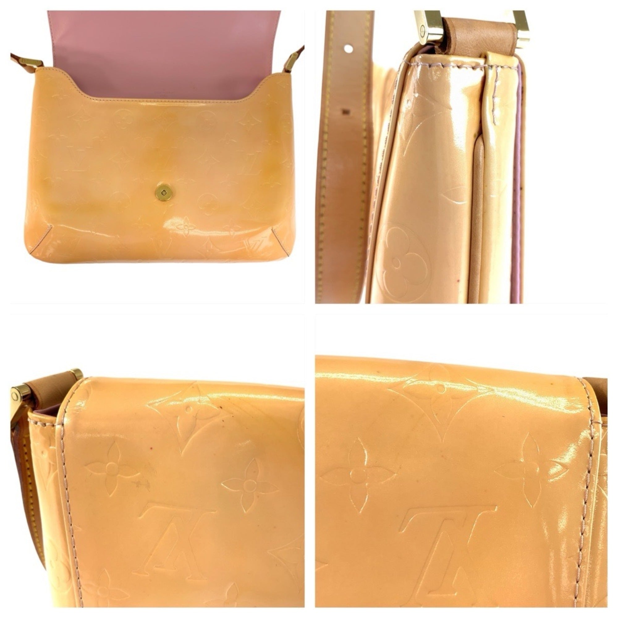 Louis Vuitton Beige Patent Leather Handbag Shoulder Bag (Pre-Owned)