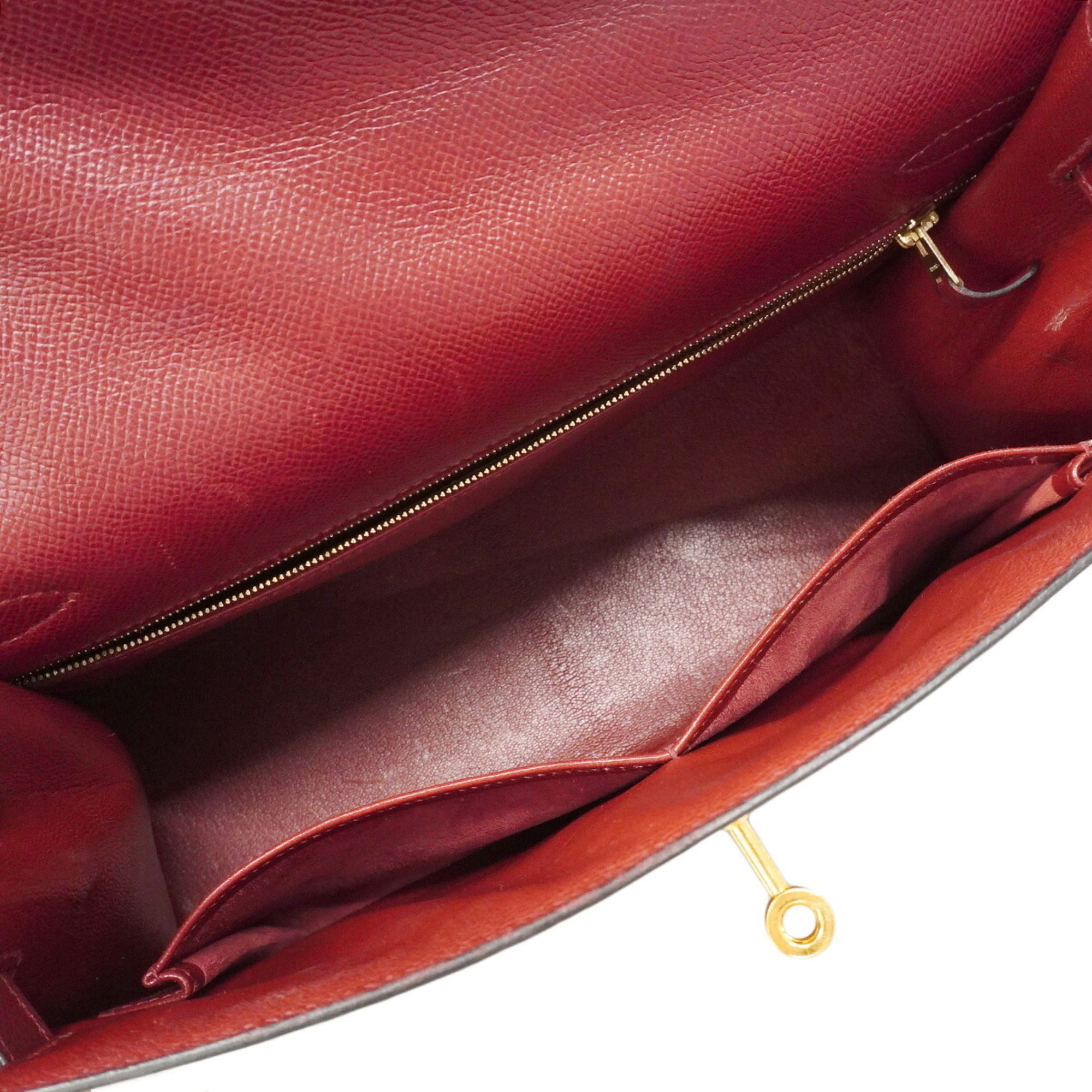 Hermes Rouge H Epsom Leather Leather Handbag (Pre-Owned)