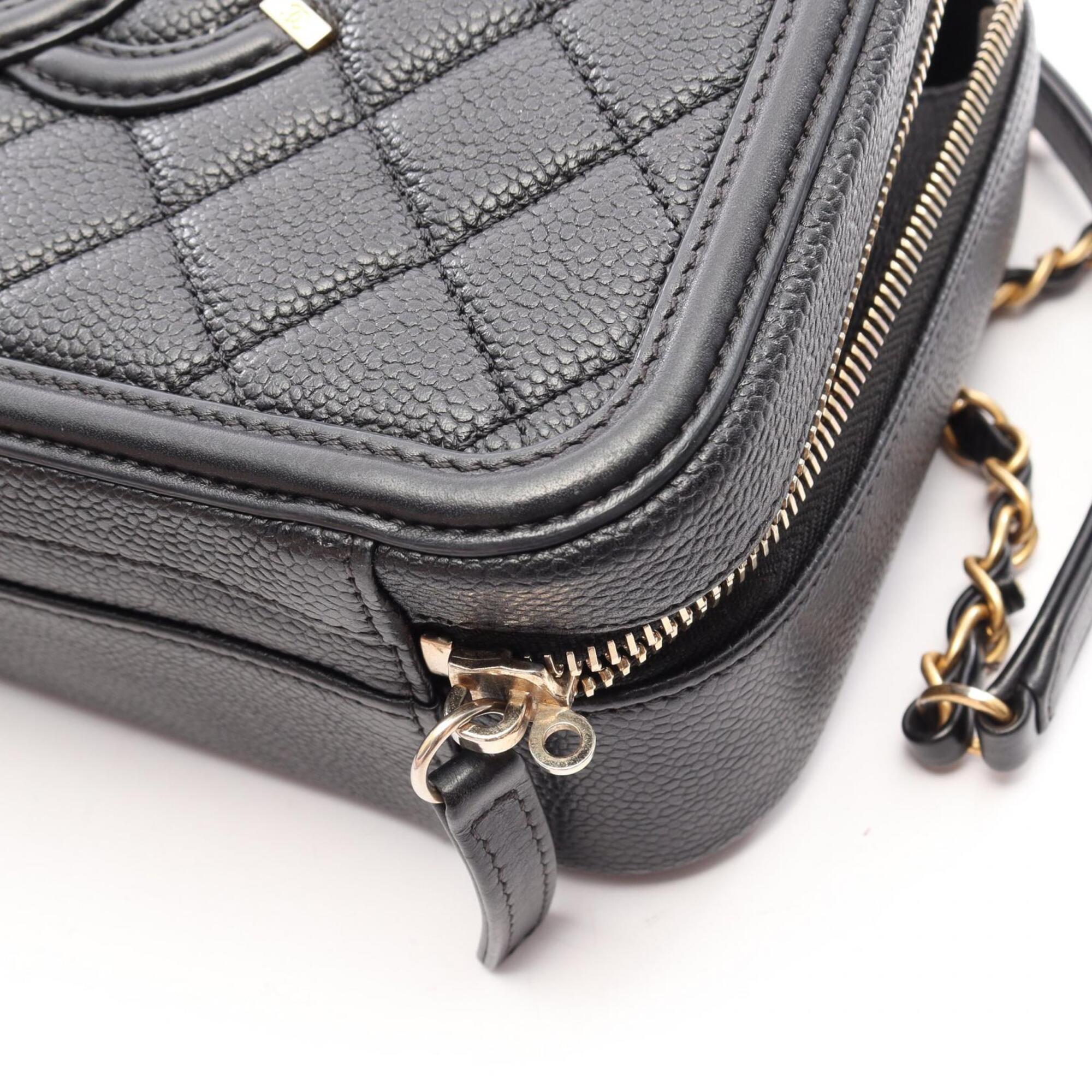 Chanel Black Grained Calfskin Handbag Shoulder Bag Vanity Bag (Pre-Owned)