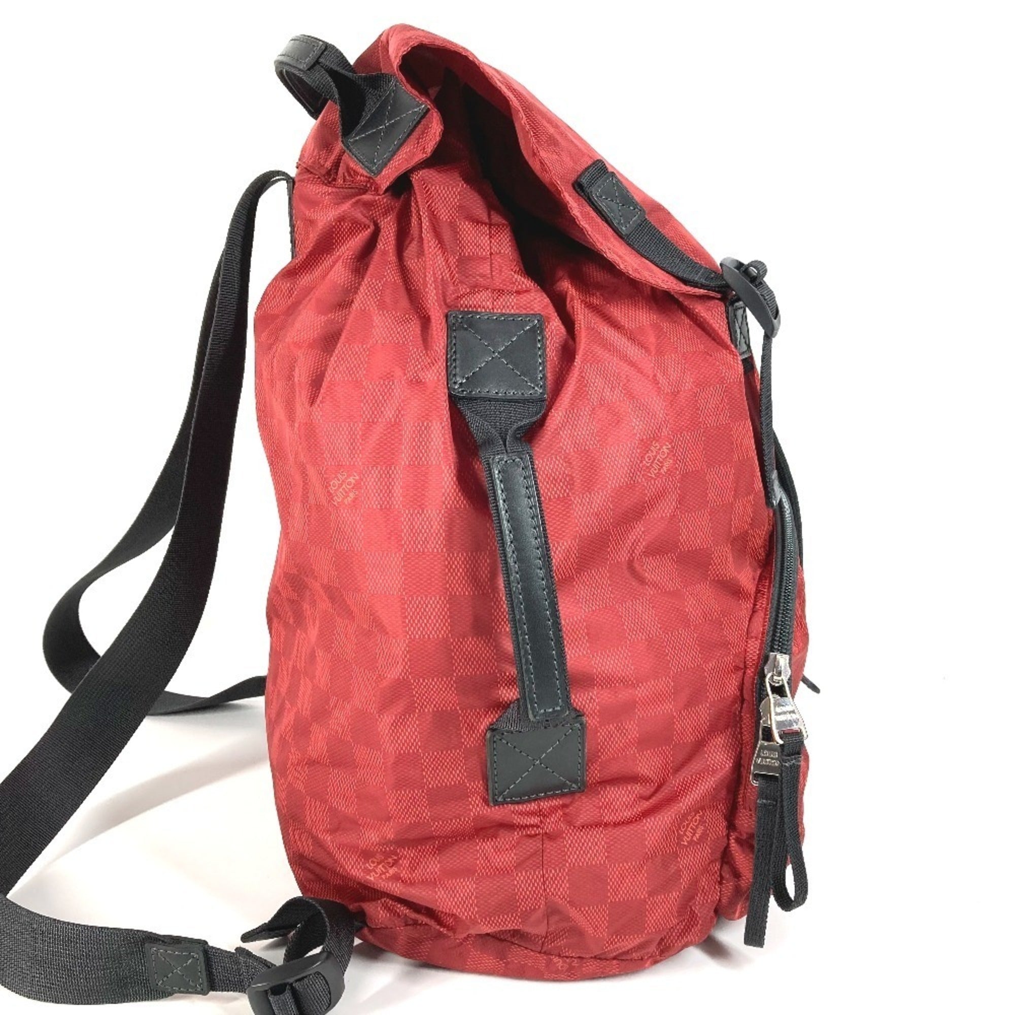Louis Vuitton Black Red Color Nylon Backpack (Pre-Owned)