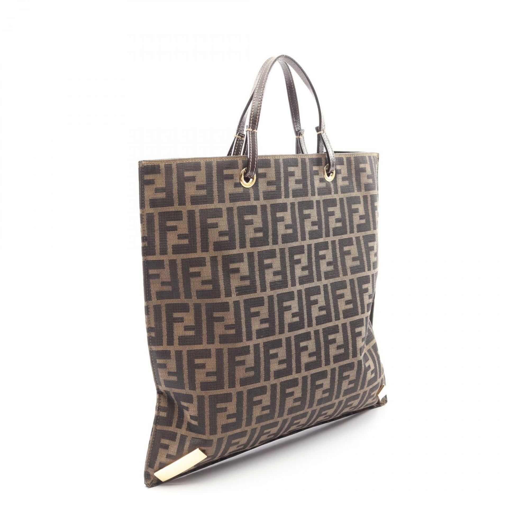 Fendi Brown Nylon Leather Handbag Tote Bag (Pre-Owned)