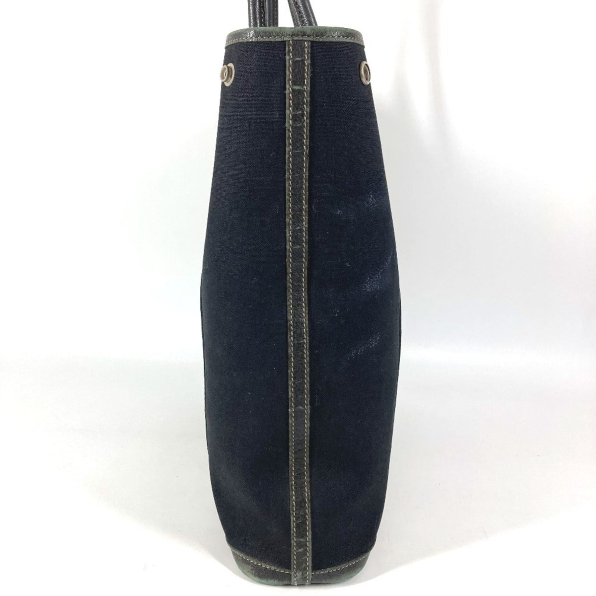 Hermes Black Canvas Leather Shoulder Bag Tote Bag (Pre-Owned)