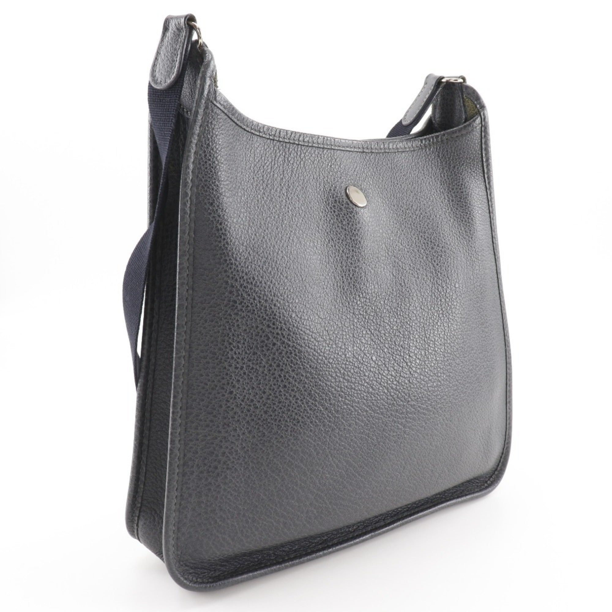 Hermes Black Gray Leather Shoulder Bag (Pre-Owned)
