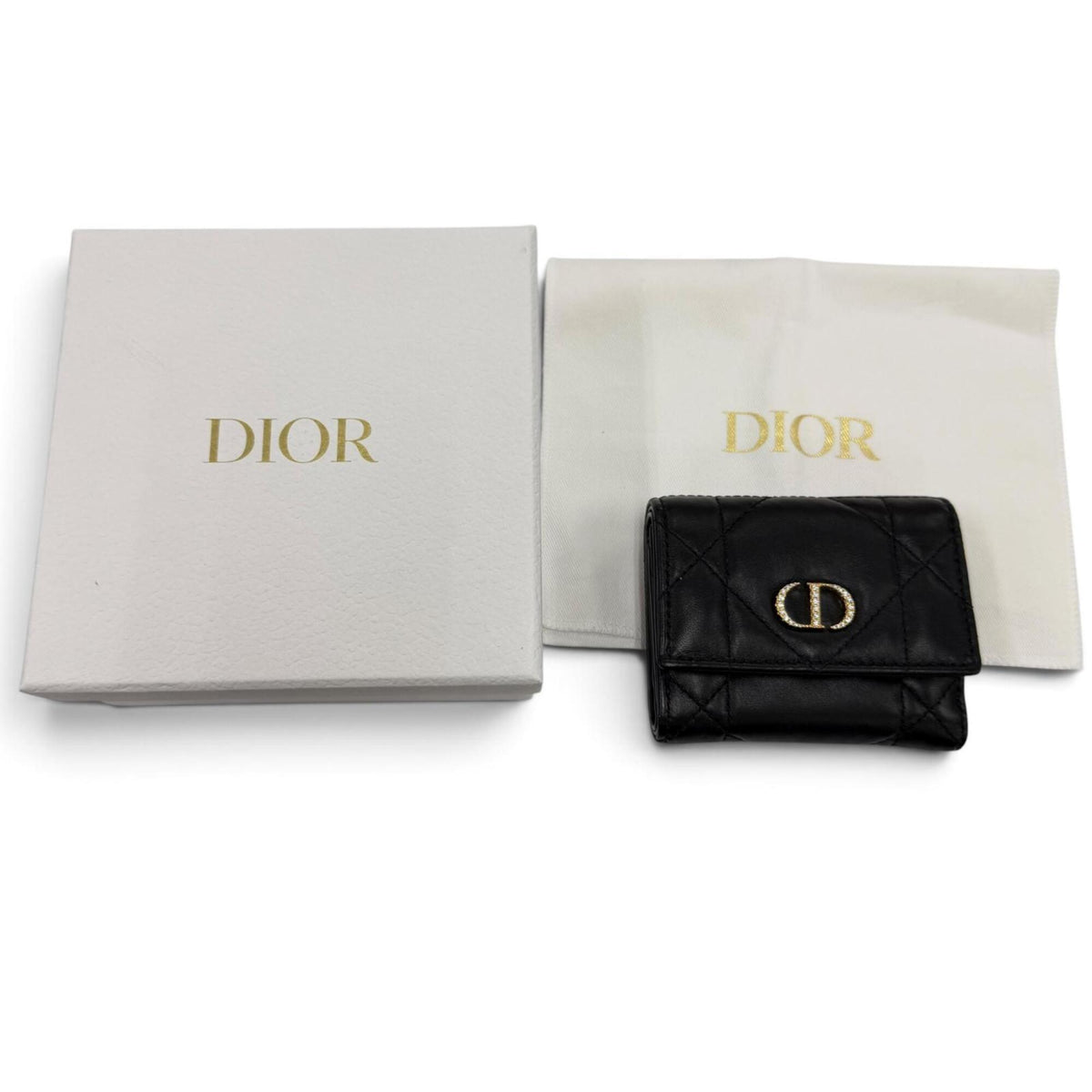 Christian Dior Black Leather Wallet (Tri-Fold) (Pre-Owned)