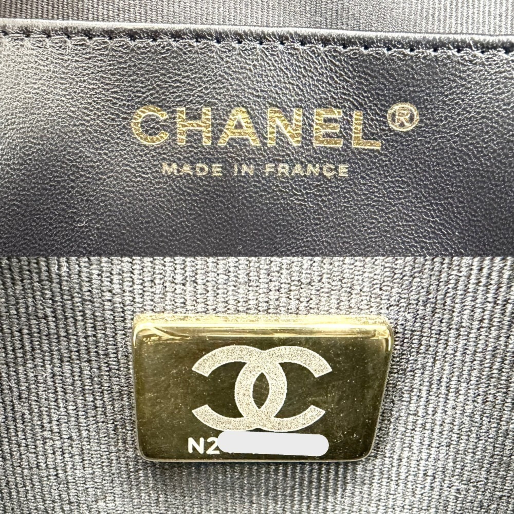 Chanel Black Gray Tweed Wool Shoulder Bag (Pre-Owned)