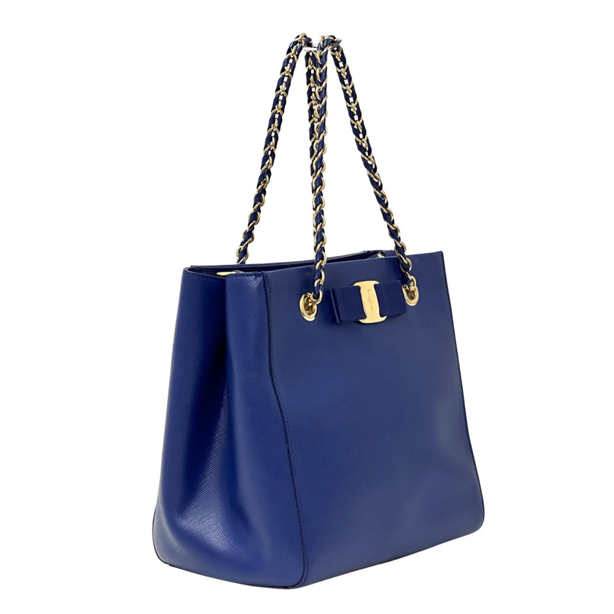 Salvatore Ferragamo Blue Leather Handbag Shoulder Bag (Pre-Owned)