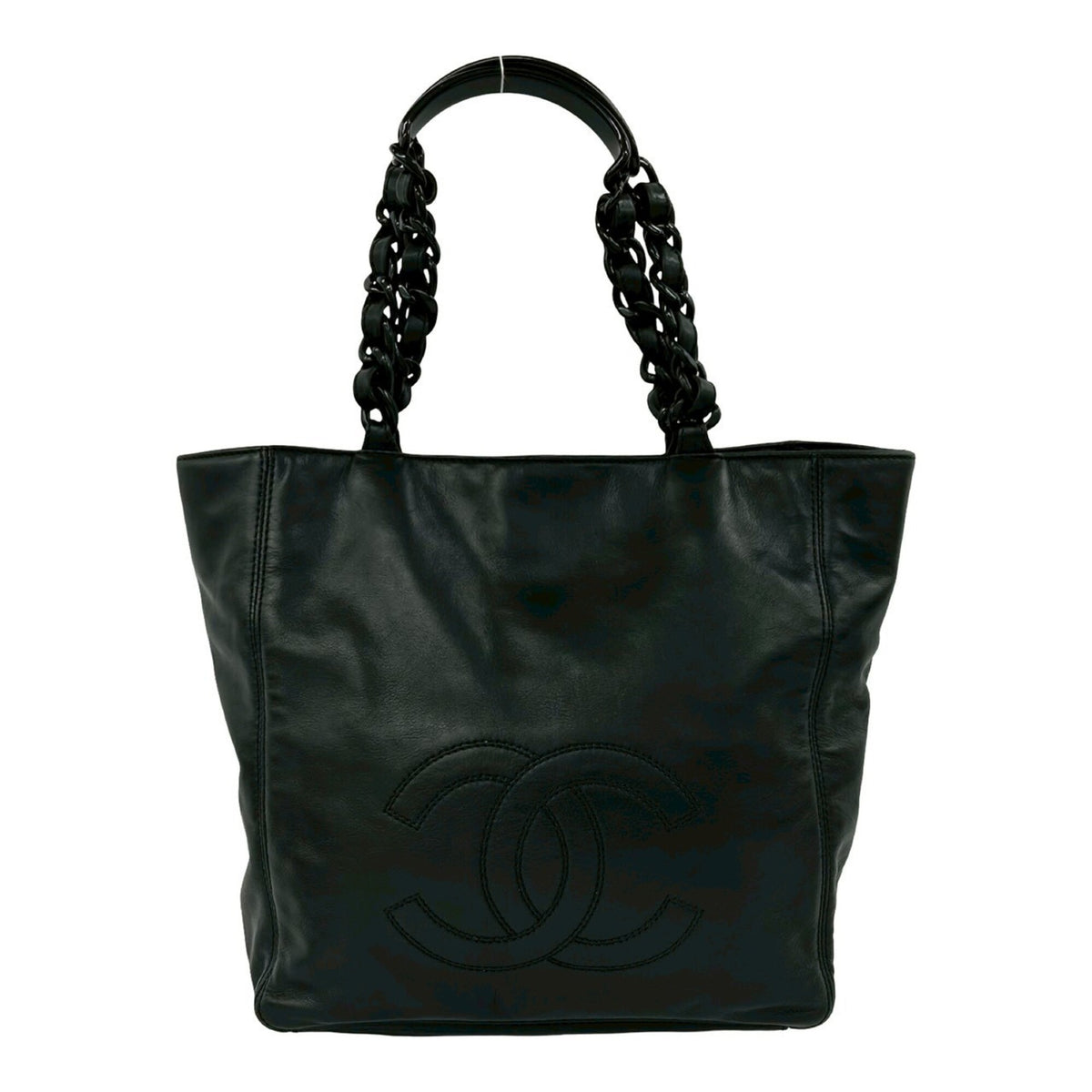 Chanel Black Leather Plastic Handbag (Pre-Owned)