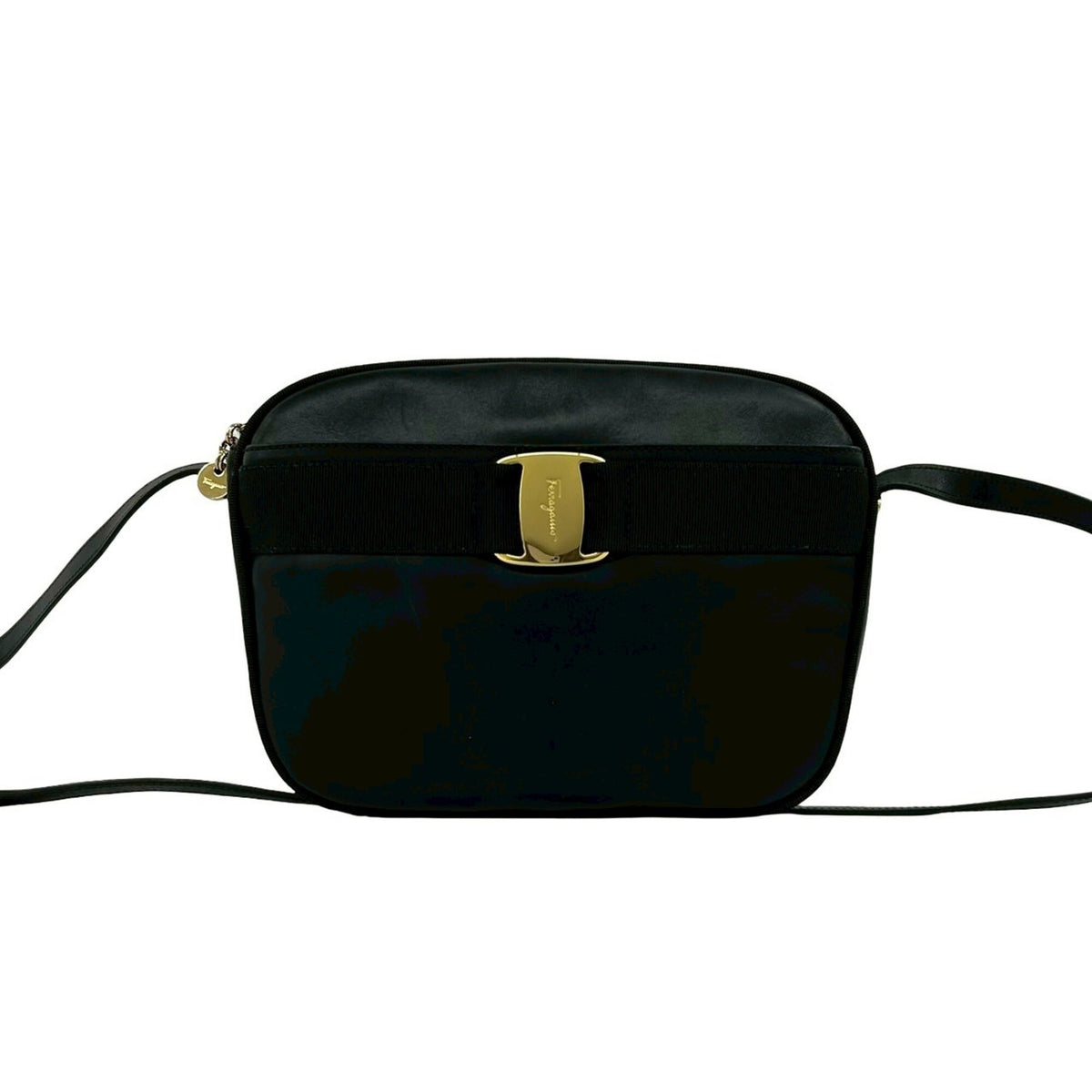 Salvatore Ferragamo Black Leather Pochette Shoulder Bag (Pre-Owned)