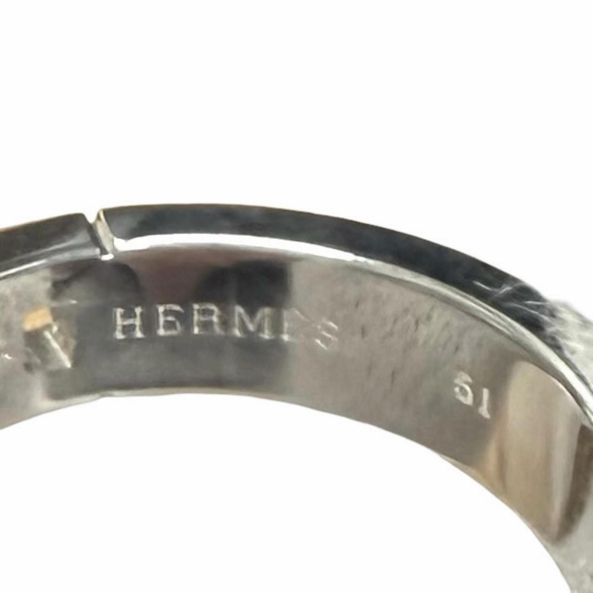 Hermes Silver Silver 925 Band Ring (Pre-Owned)