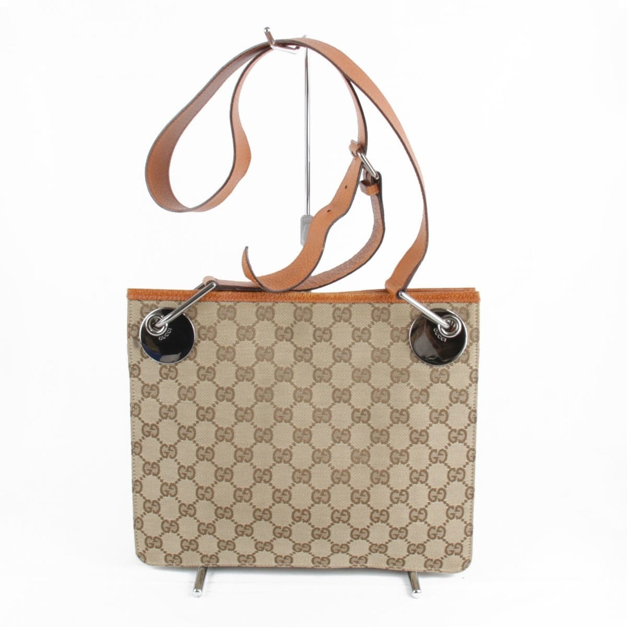 Gucci Gg Canvas Beige Gg Canvas Shoulder Bag (Pre-Owned)