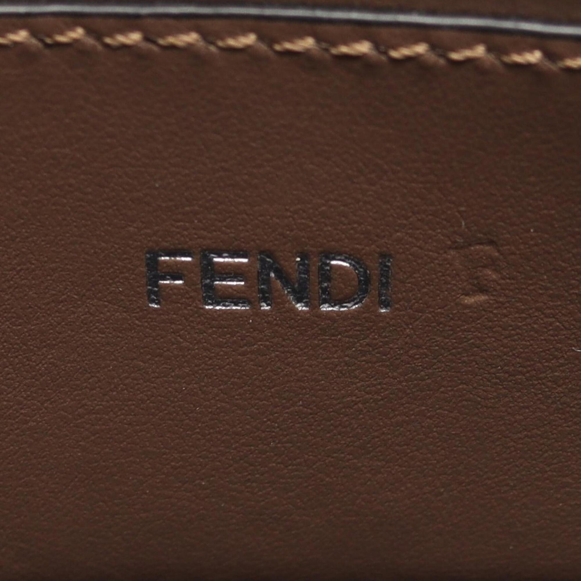 Fendi Black Brown Canvas Leather Handbag (Pre-Owned)