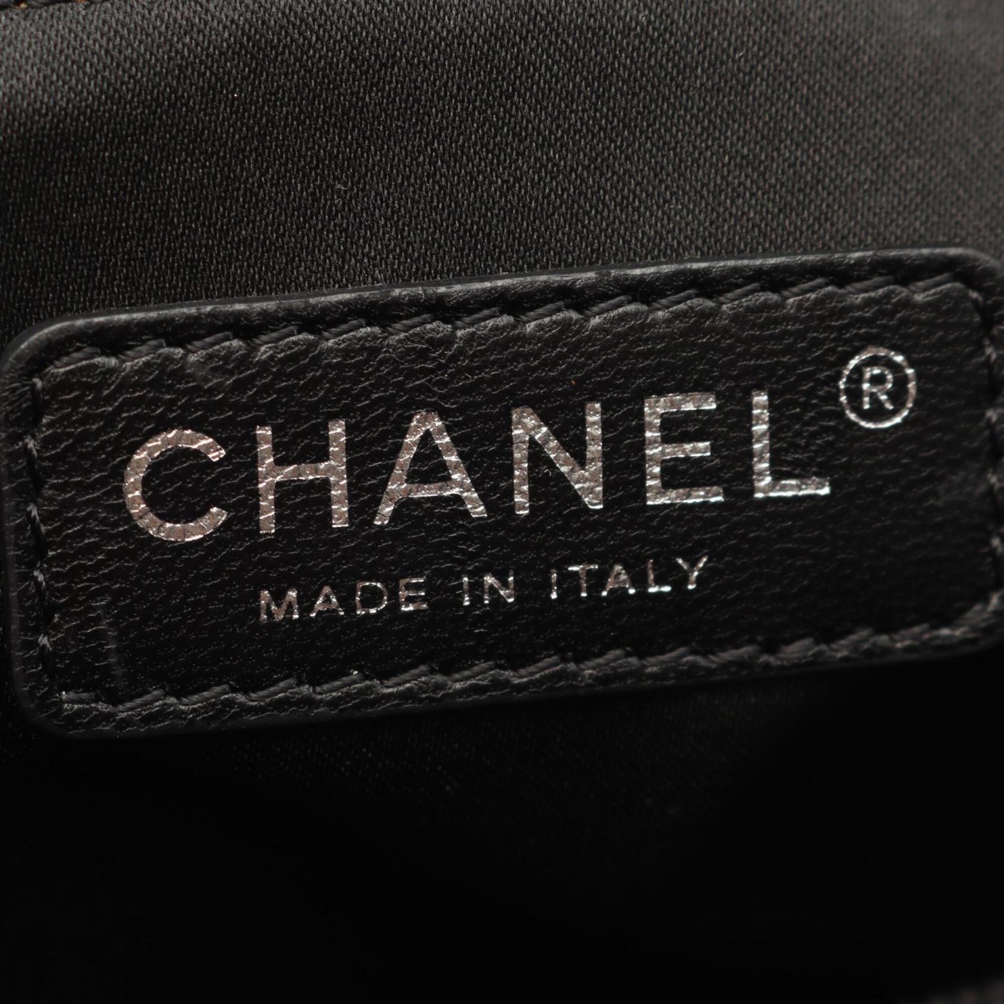 Chanel Black Canvas Leather Handbag Tote Bag (Pre-Owned)