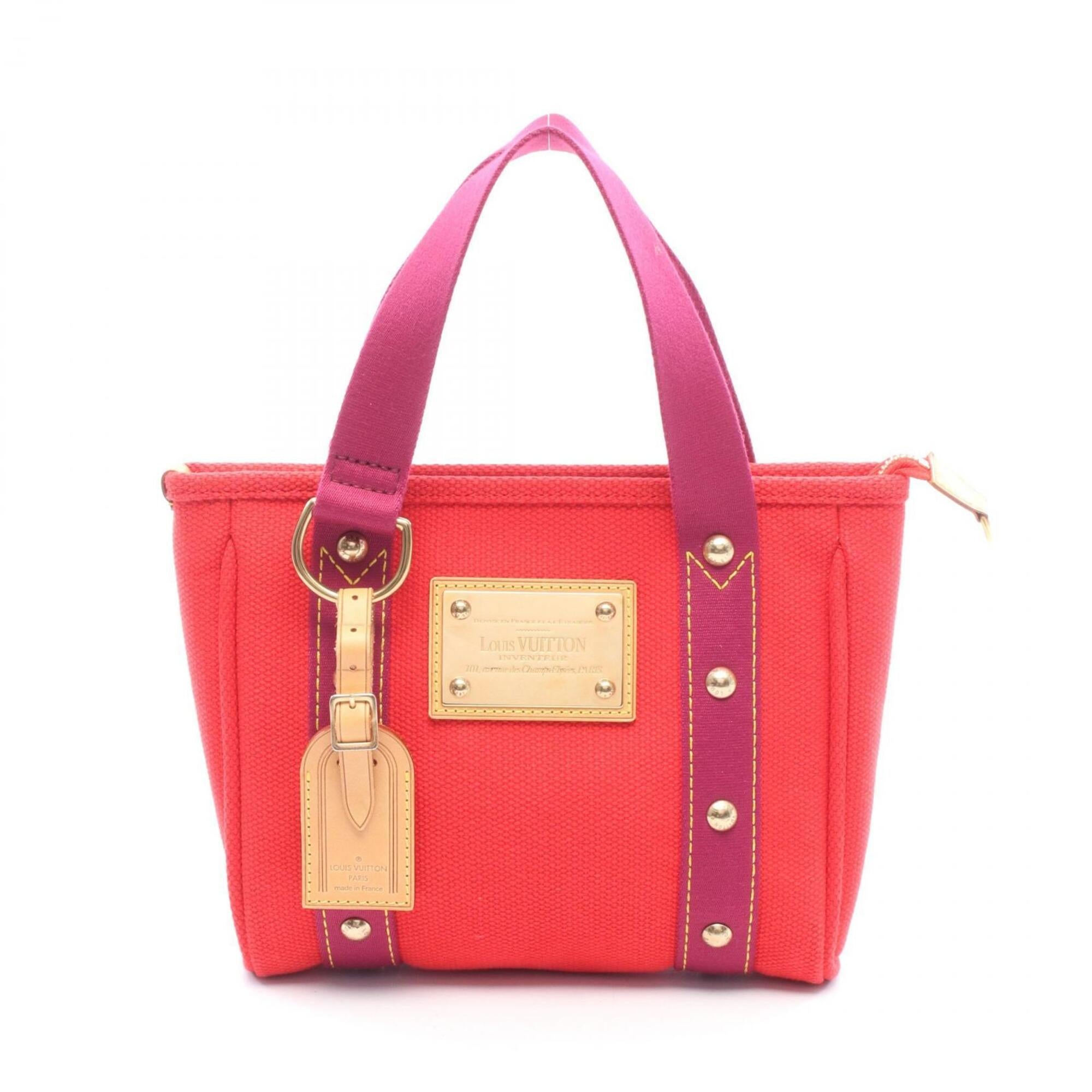 Louis Vuitton Purple Red Color Canvas Leather Handbag Tote Bag (Pre-Owned)