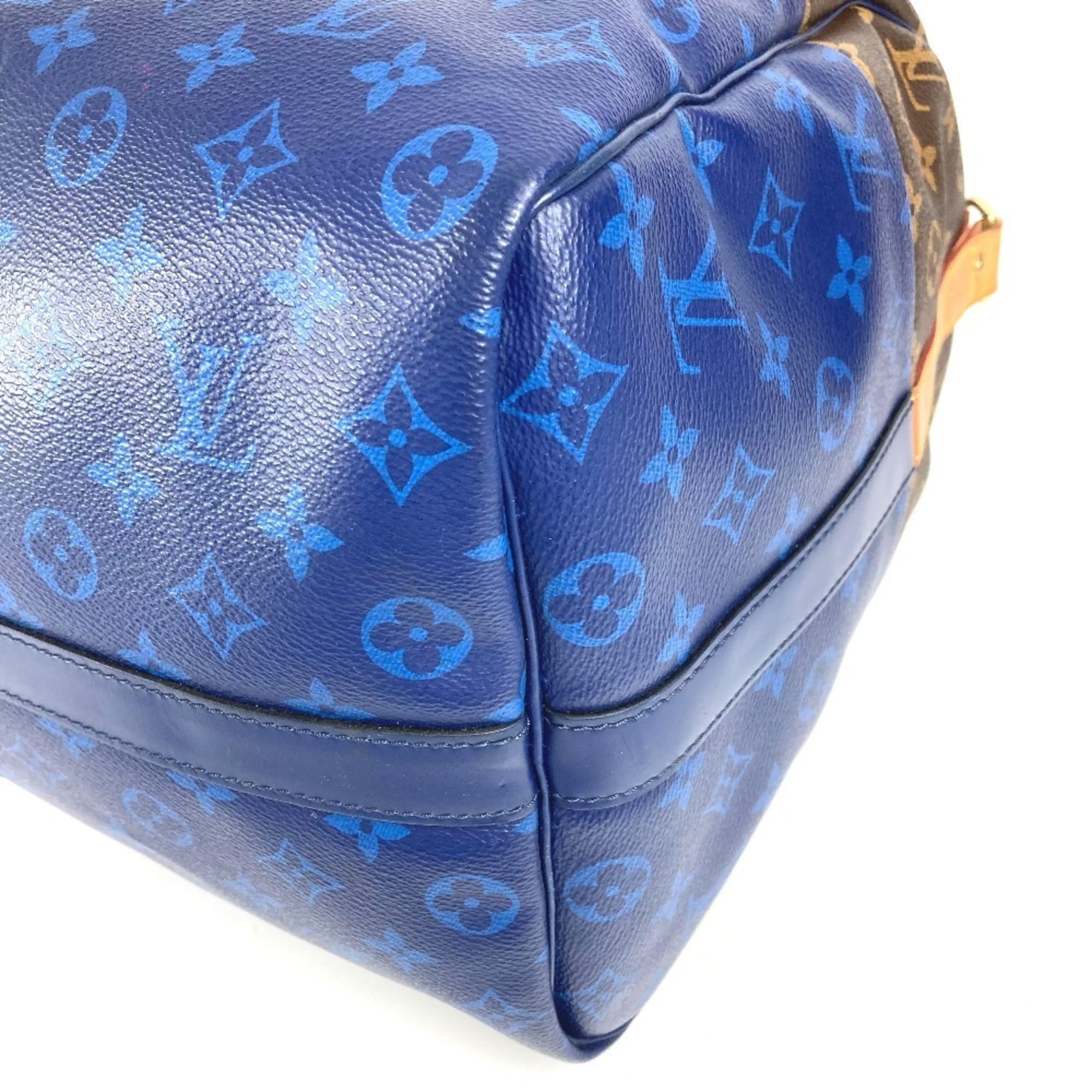 Louis Vuitton Blue Brown Monogram Boston Bag Shoulder Bag (Pre-Owned)