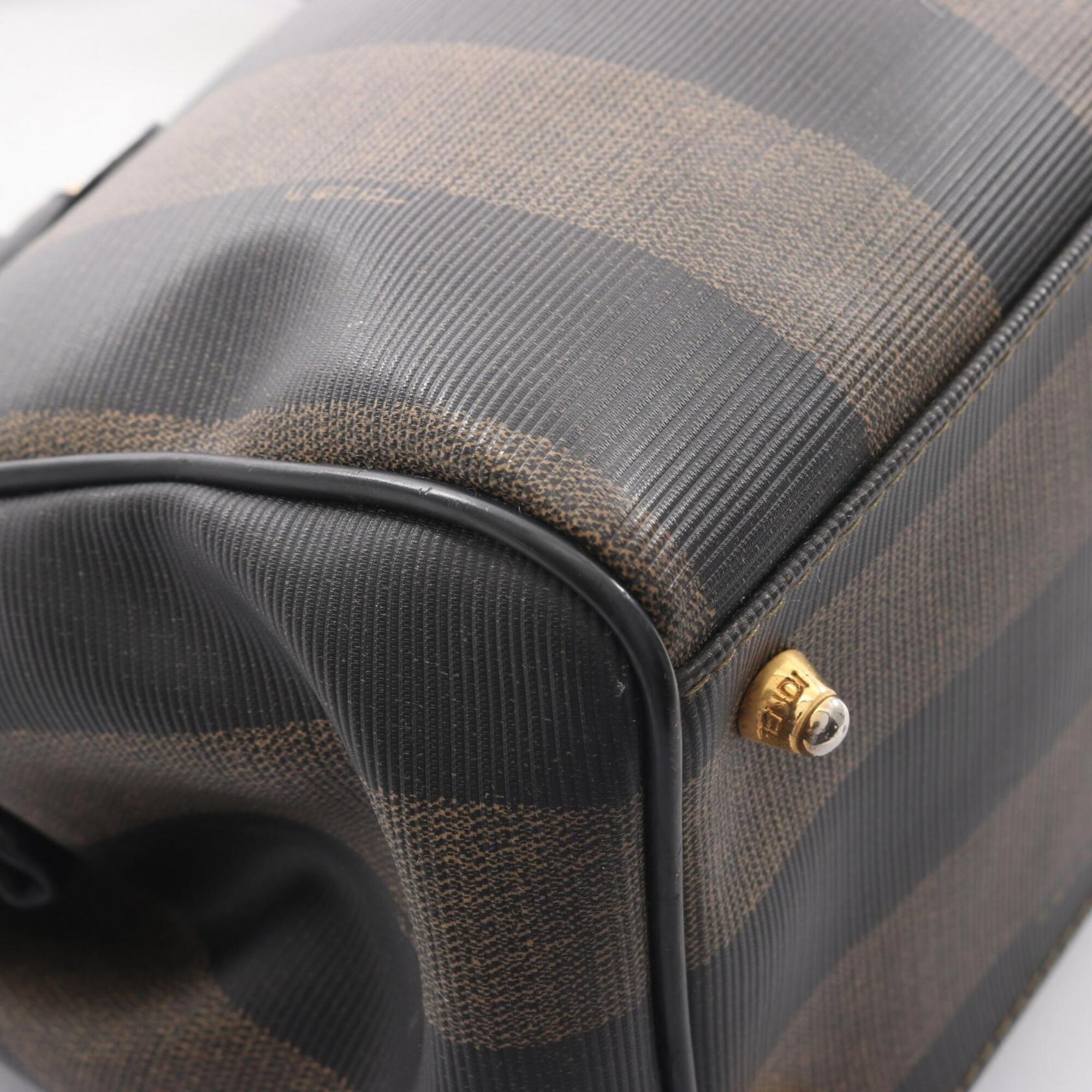 Fendi Black Brown Coated Canvas Pvc Leather Handbag Tote Bag (Pre-Owned)