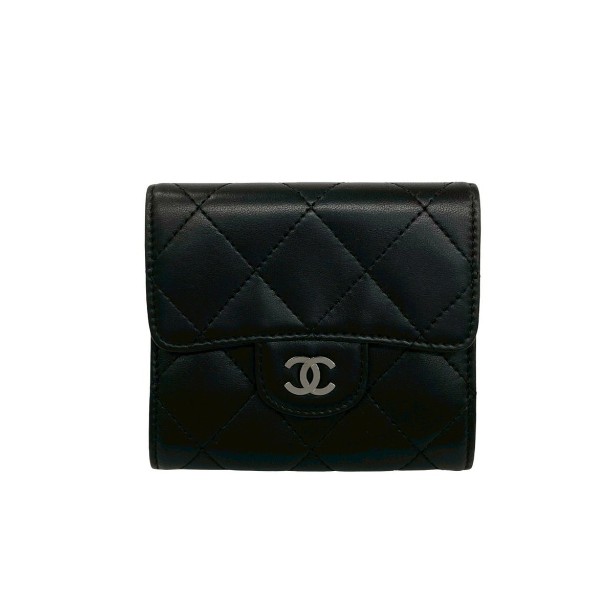 Chanel Black Leather Wallet (Tri-Fold) (Pre-Owned)