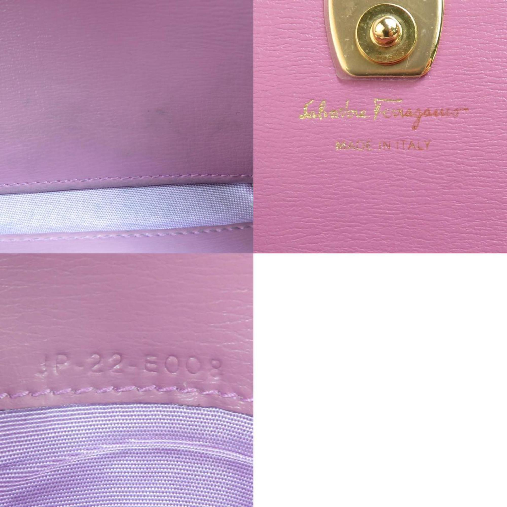 Salvatore Ferragamo Purple Leather Long Wallet (Tri-Fold) (Pre-Owned)