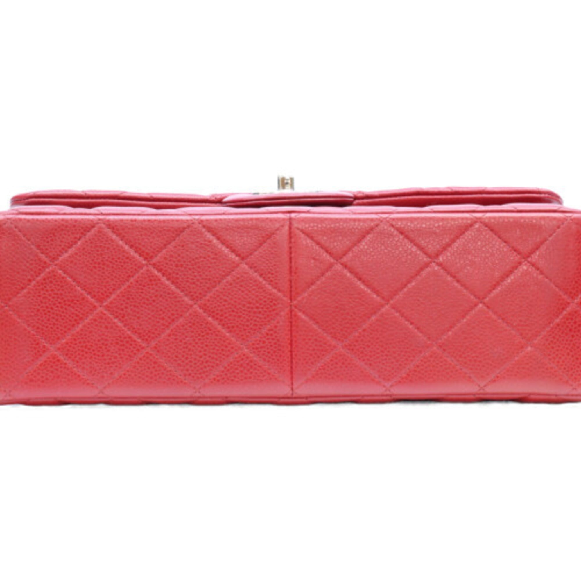 Chanel Red Color Grained Calfskin Shoulder Bag (Pre-Owned)