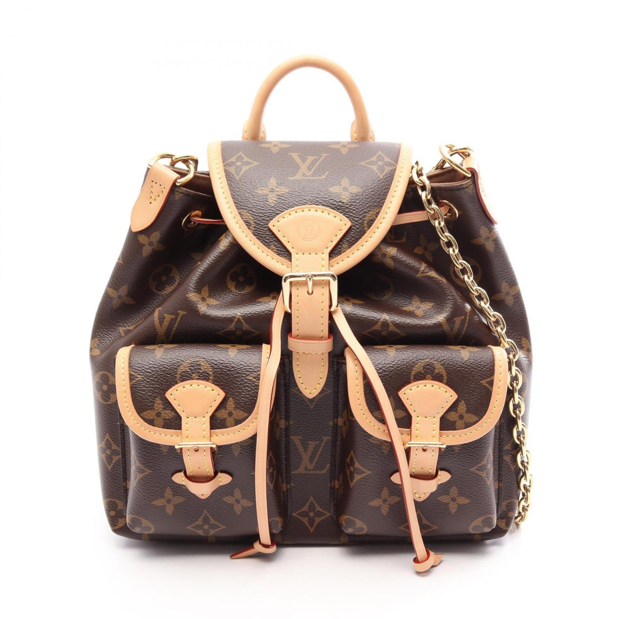 Louis Vuitton Brown Pvc Coated Canvas Leather Backpack Handbag (Pre-Owned)