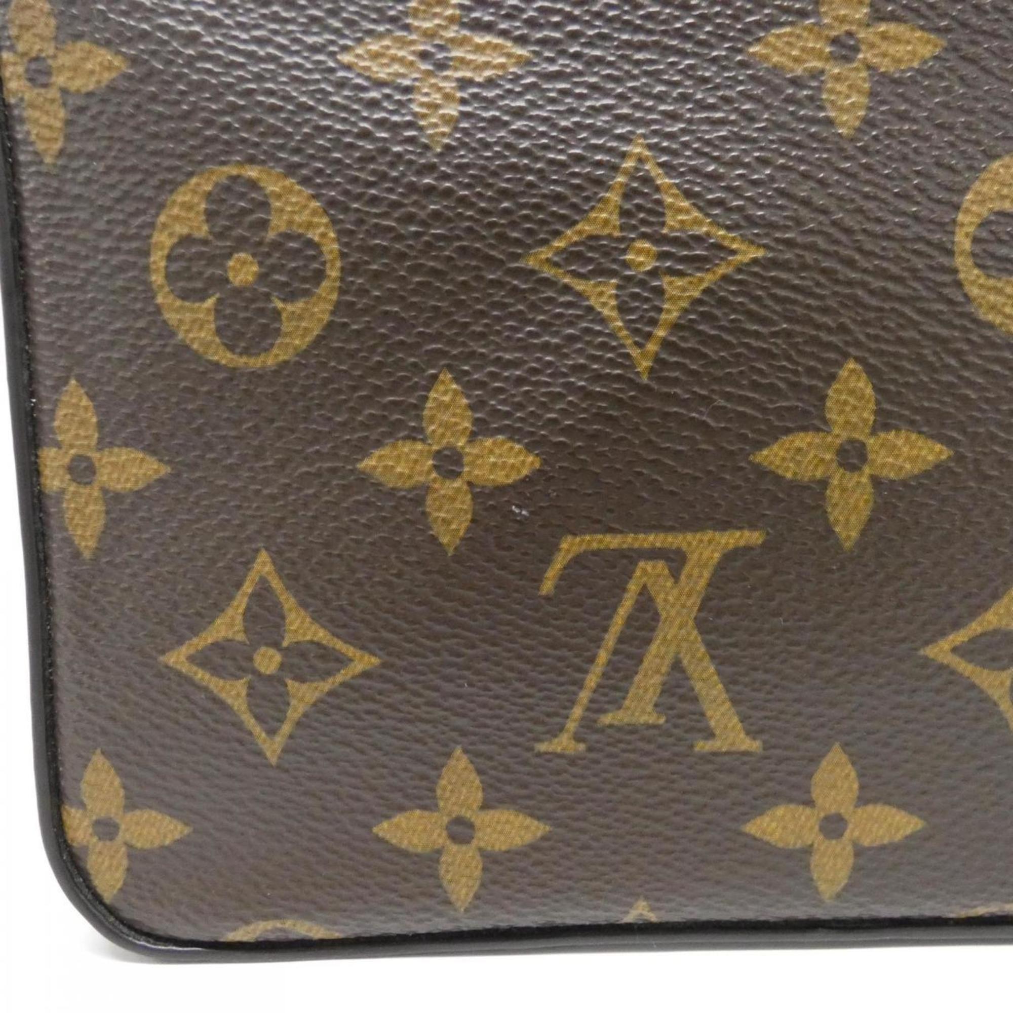 Louis Vuitton Monogram Marron Coated Canvas Pochette Shoulder Bag (Pre-Owned)
