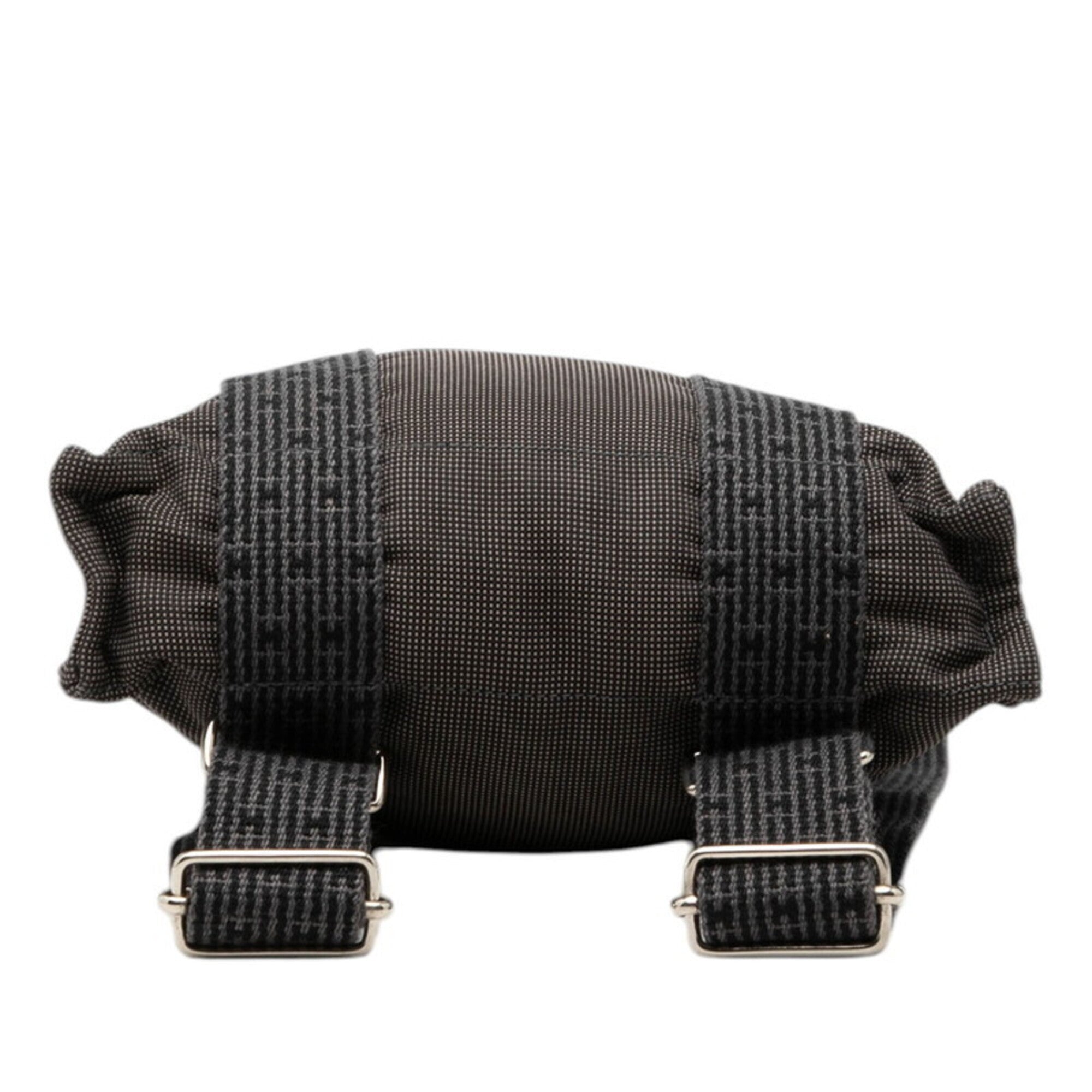 Hermes Her Line Black Gray Canvas Backpack (Pre-Owned)