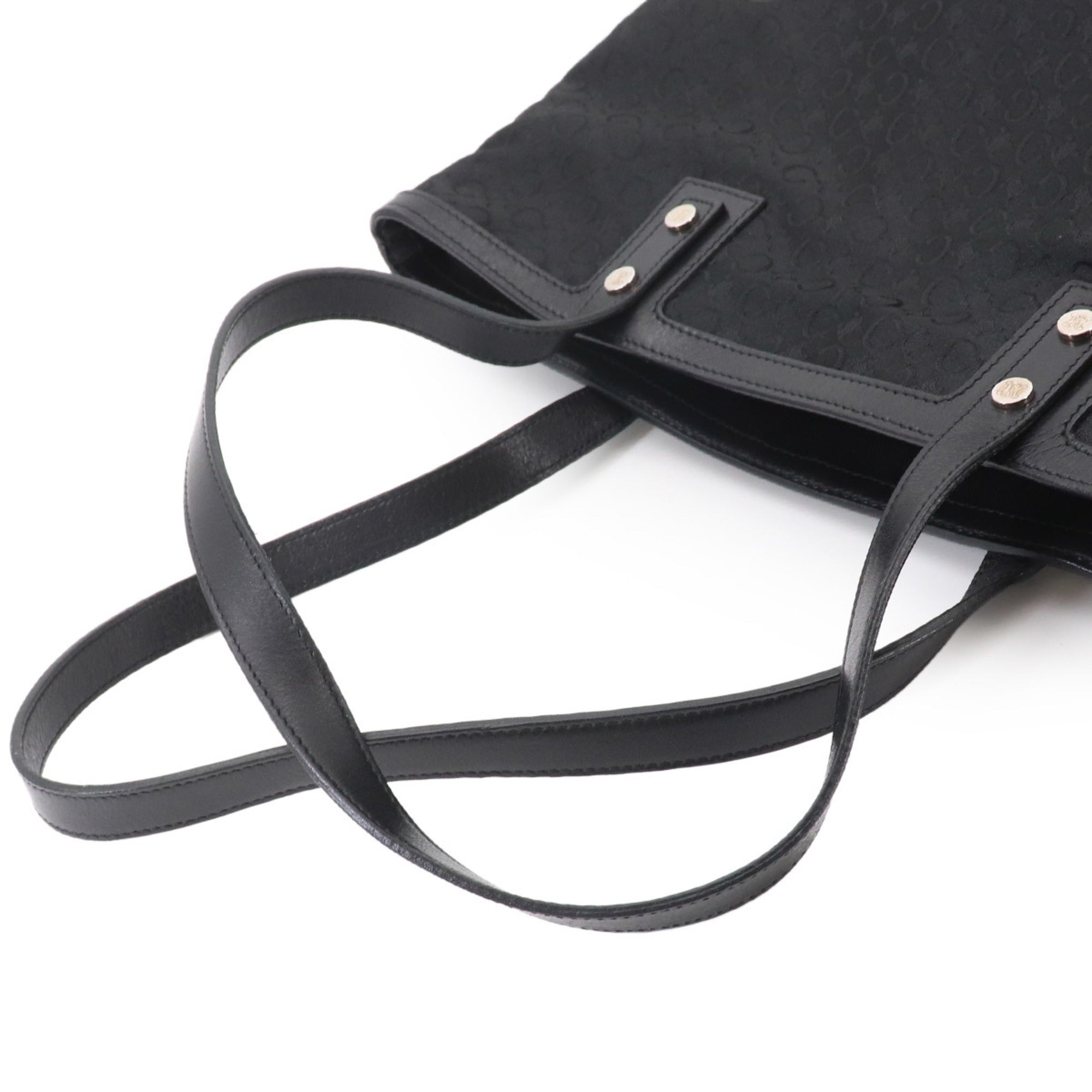 Celine Black Canvas Leather Handbag Tote Bag (Pre-Owned)