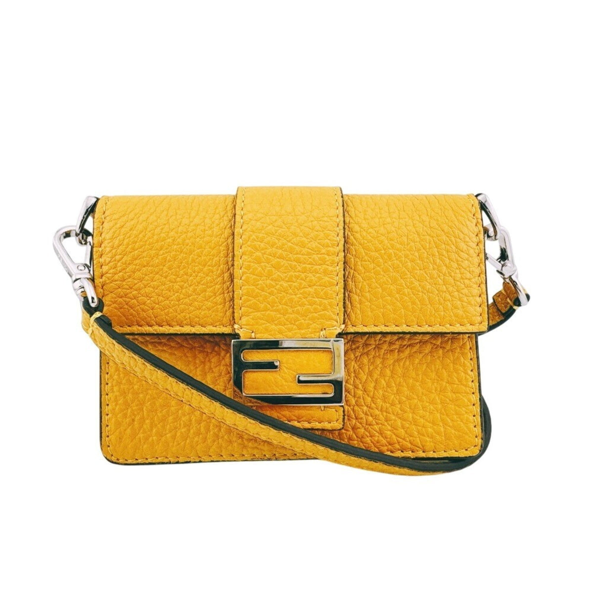 Fendi Baguette Yellow Leather Shoulder Bag (Pre-Owned)