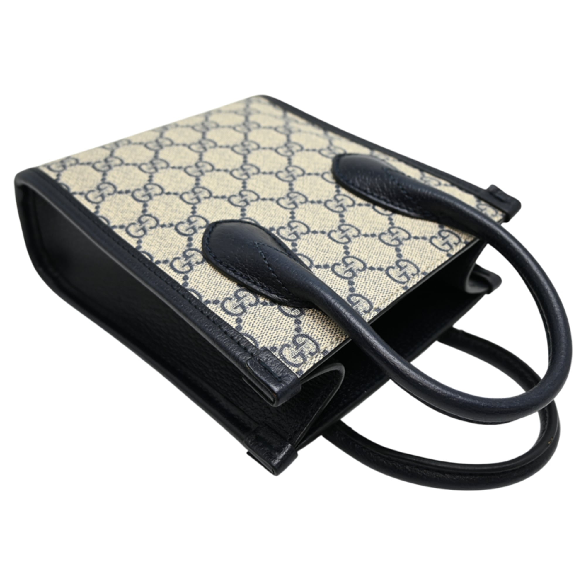 Gucci Beige Navy Gg Supreme Tote Bag (Pre-Owned)