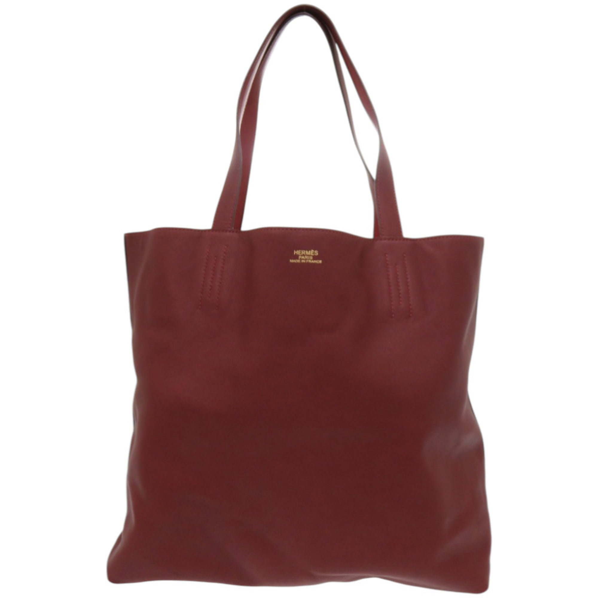 Hermes Brown Red Color Leather Tote Bag (Pre-Owned)