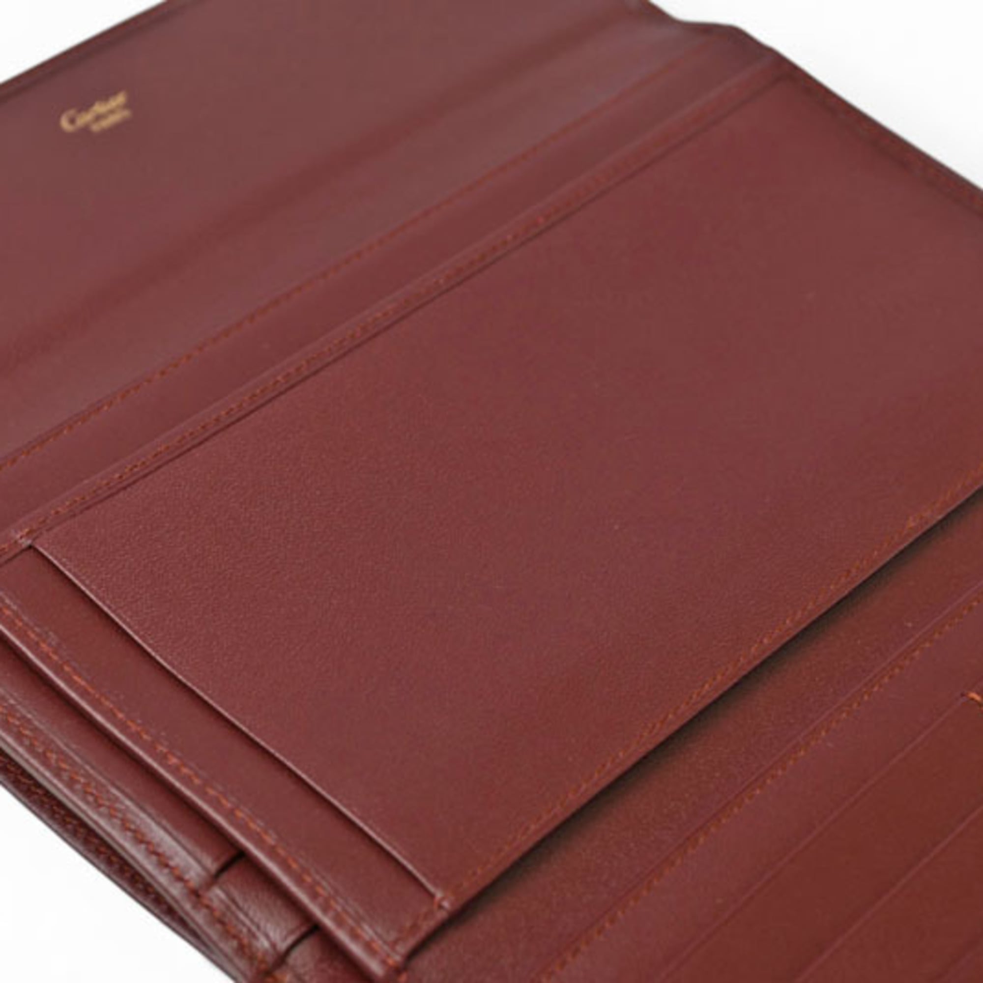 Cartier Must Bordeaux Leather Long Wallet (Bi-Fold) (Pre-Owned)