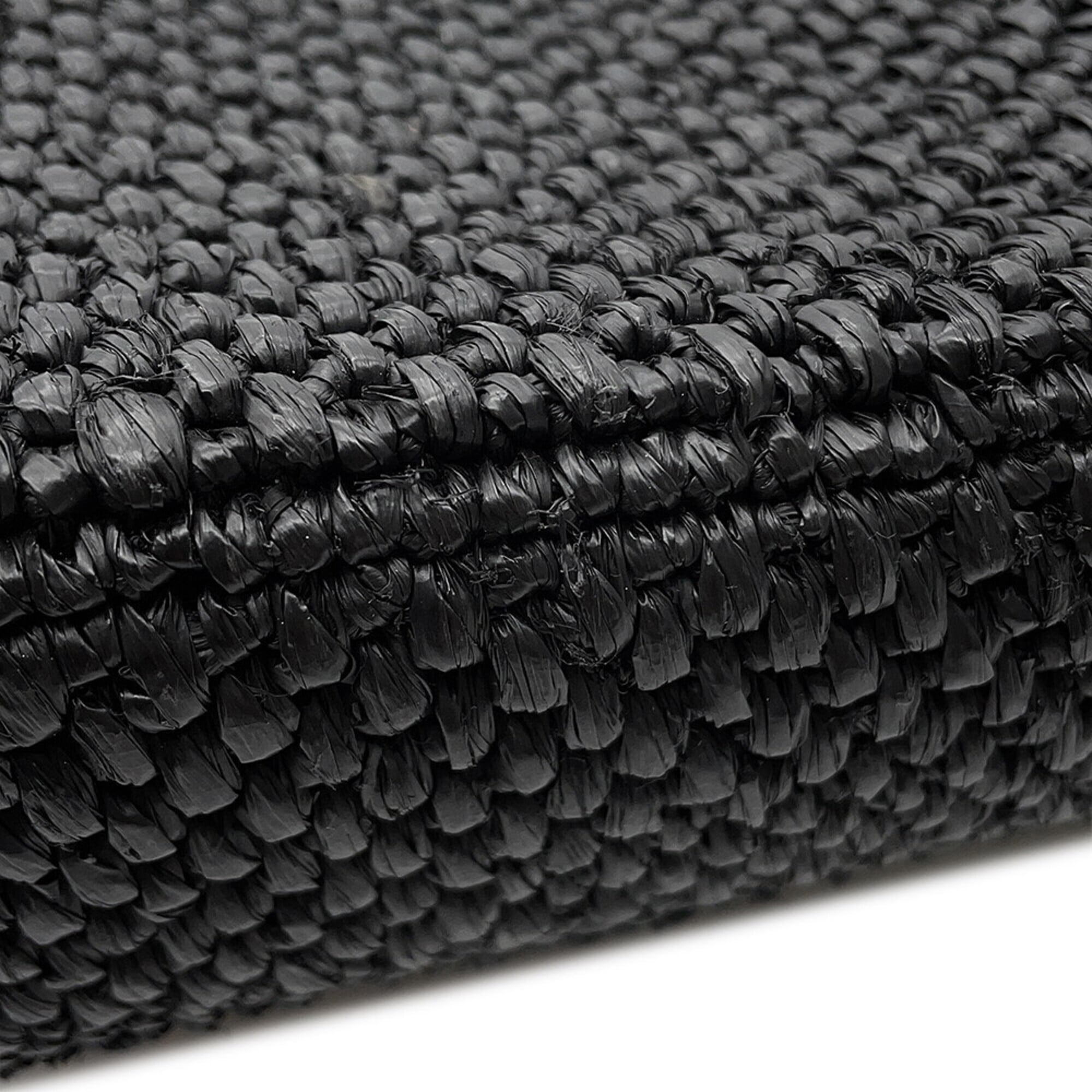 Loewe Black White Raffia Leather Handbag Shoulder Bag (Pre-Owned)
