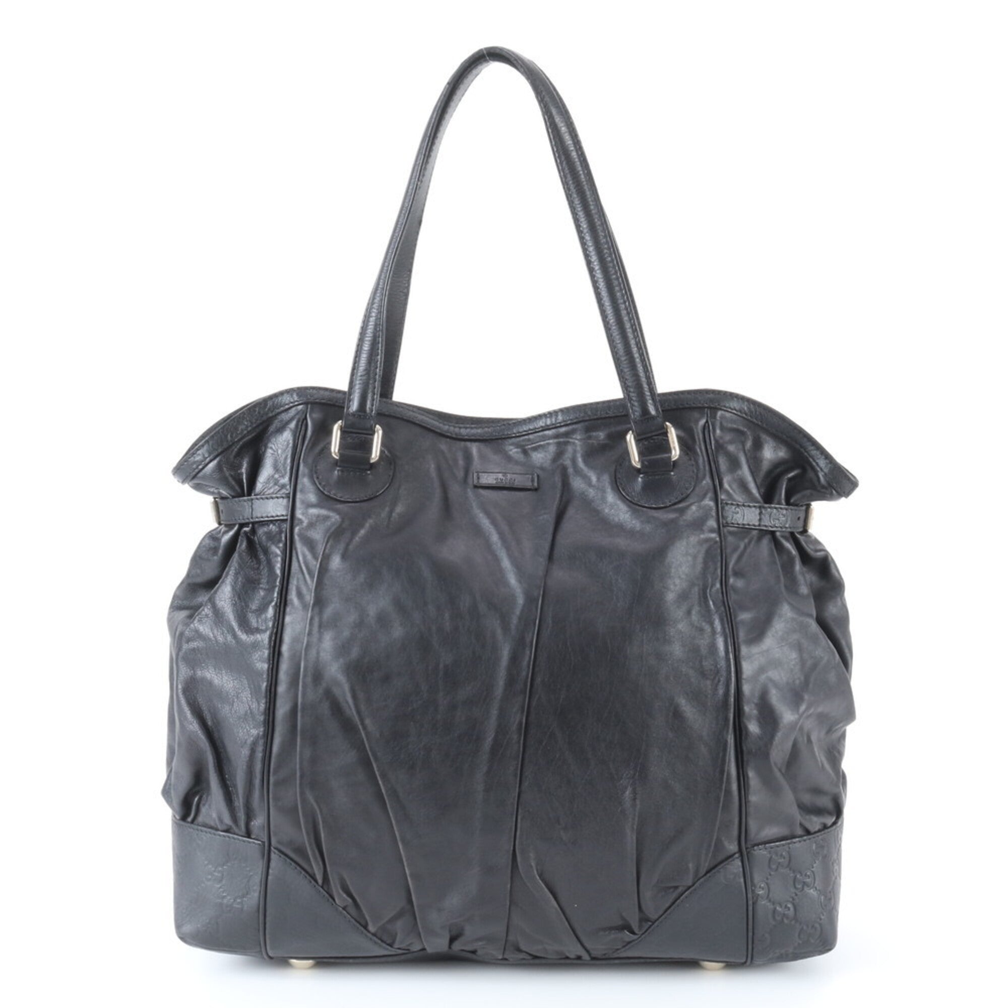 Gucci Guccissima Black Leather Handbag Tote Bag (Pre-Owned)