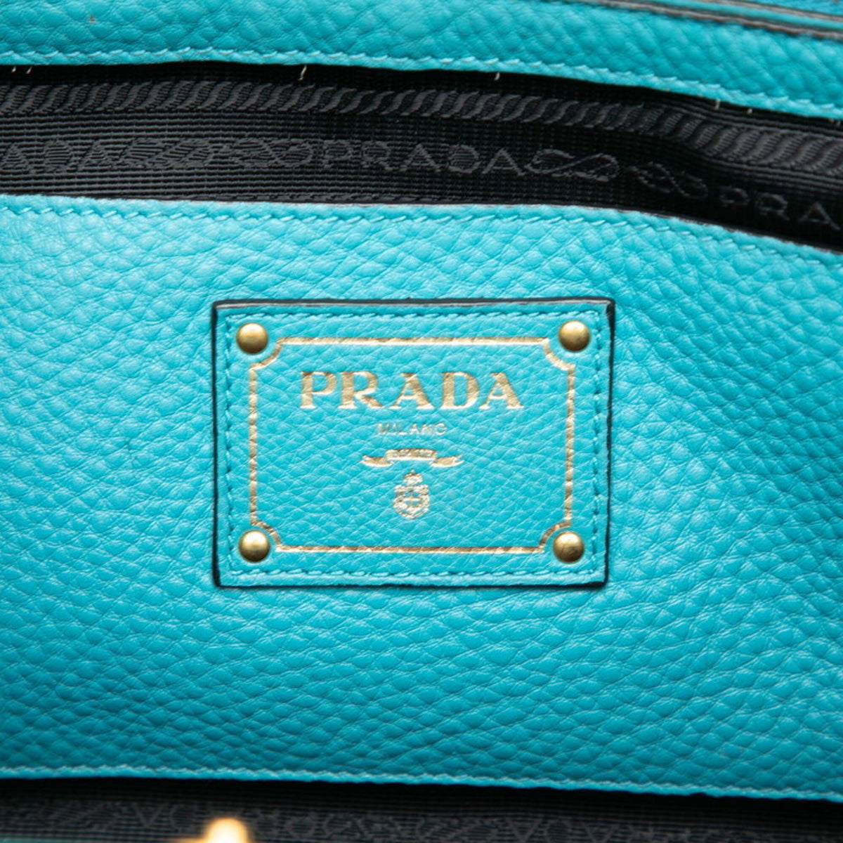 Prada Blue Leather Handbag Shoulder Bag (Pre-Owned)