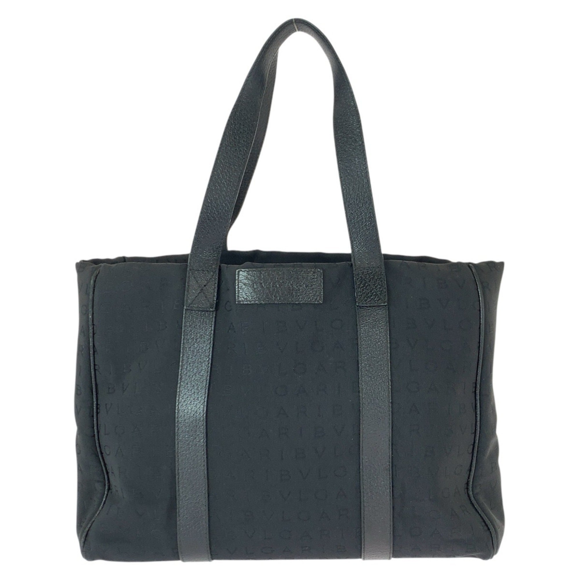 Bvlgari Black Canvas Leather Handbag Shoulder Bag (Pre-Owned)